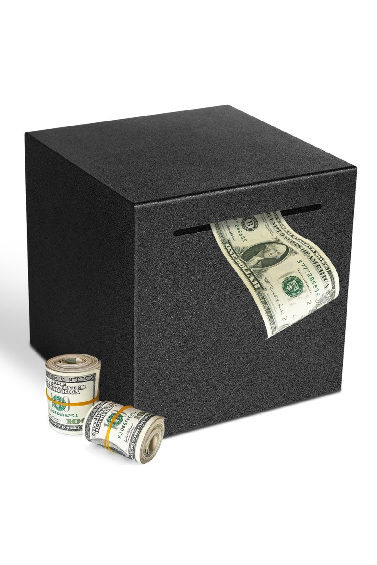 Choice-black Hardware piggy bank can only enter can not open frosted black piggy bank 12*12*12cm 5