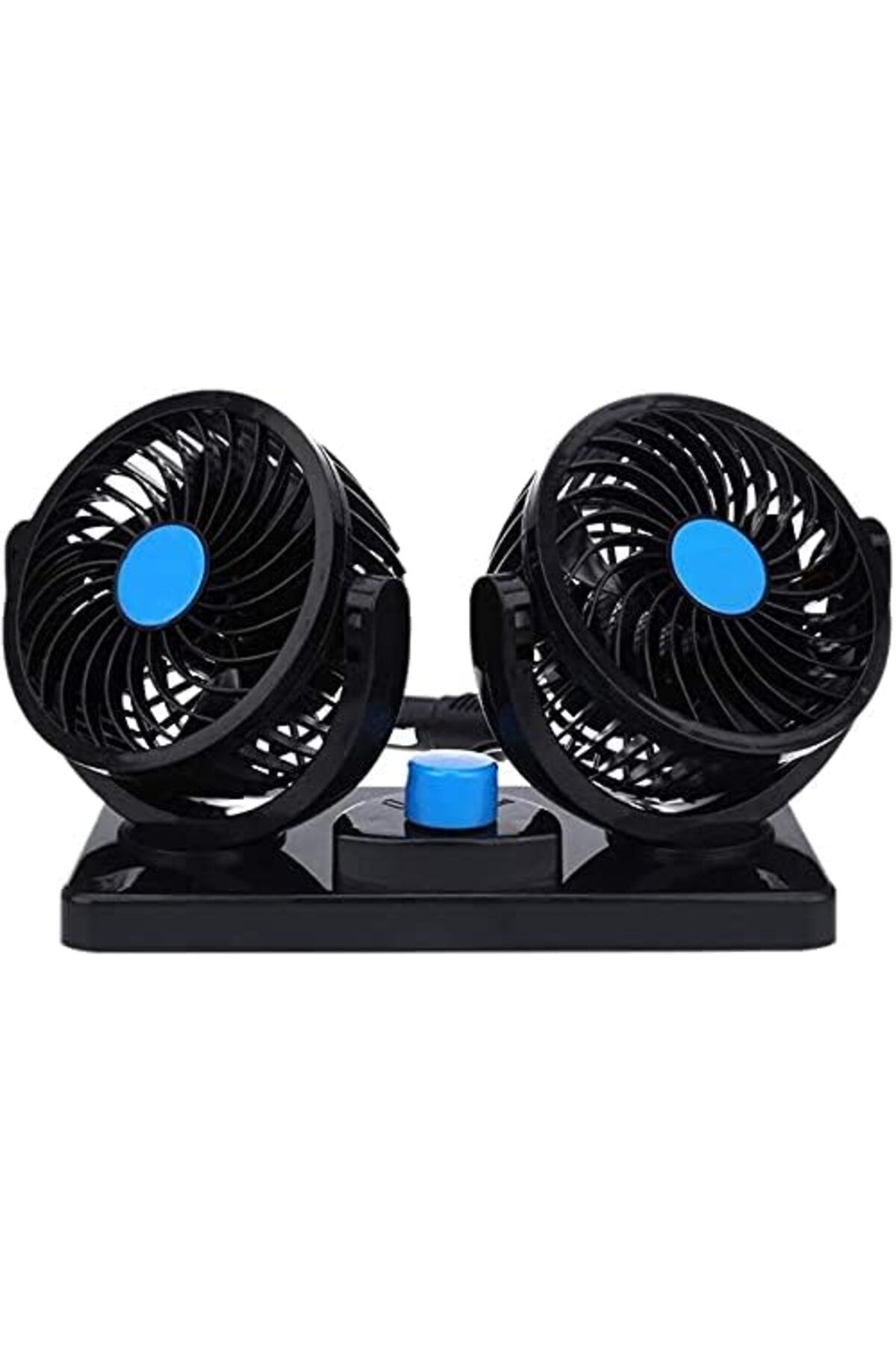 Generic-12V Dual Head Car Fan with 360° Rotation and Adjustable Speed, Dashboard Mount, Cigarette Plug 2
