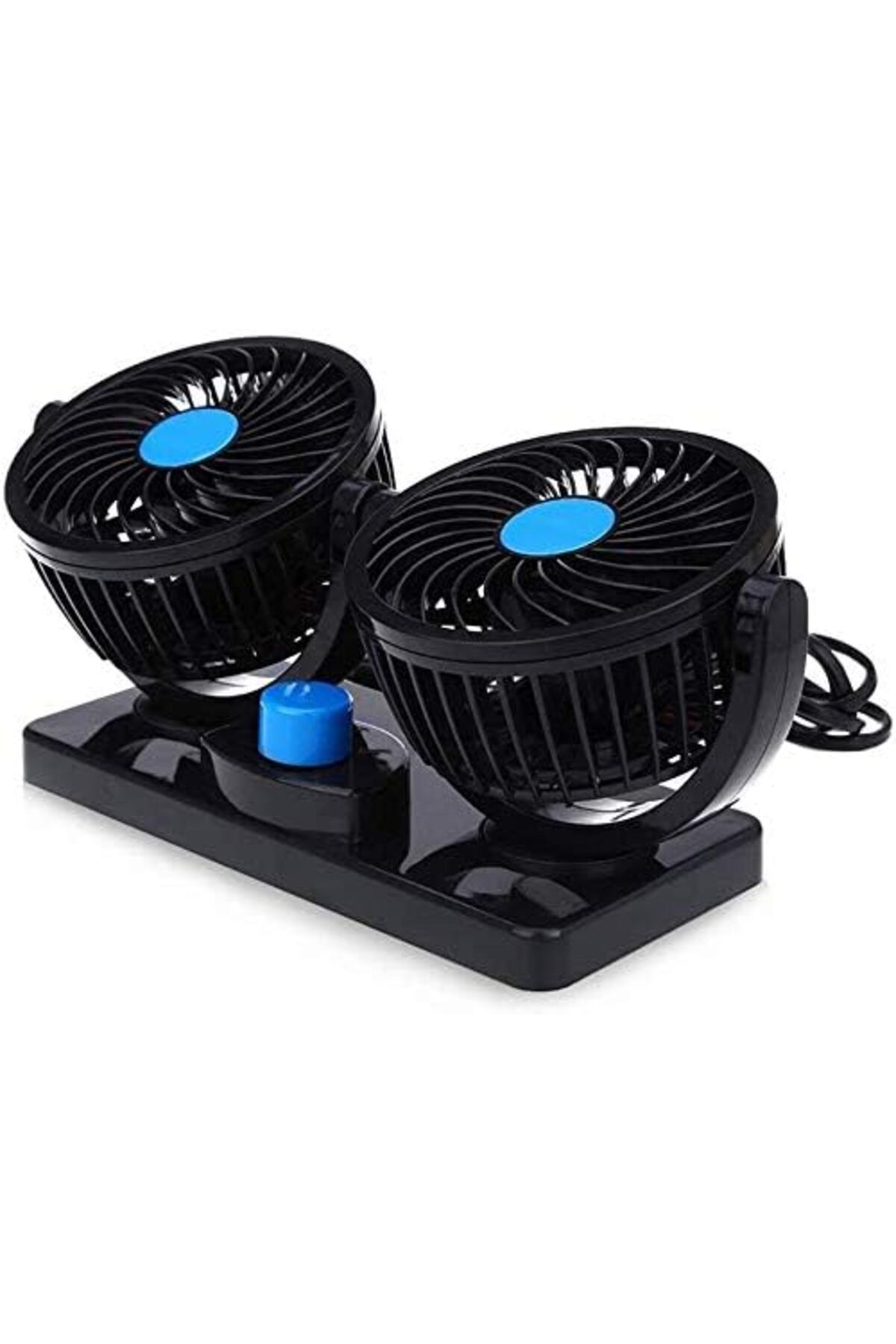 Generic-12V Dual Head Car Fan with 360° Rotation and Adjustable Speed, Dashboard Mount, Cigarette Plug 3
