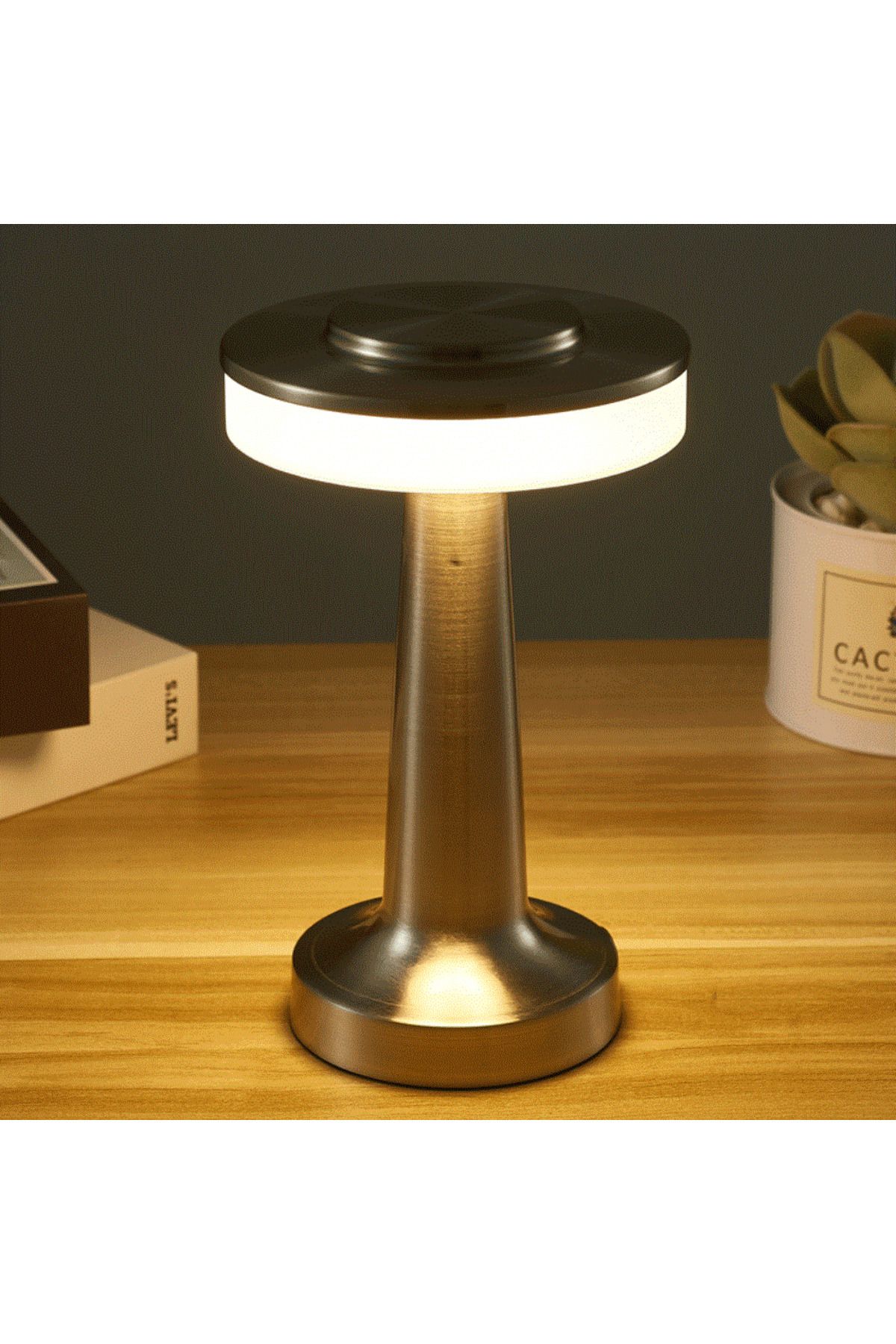 Choice-SilverE3 LED Table Lamp Touch Sensor Rechargeable Desktop Night Light Wireless Reading Lamp for Rest 1