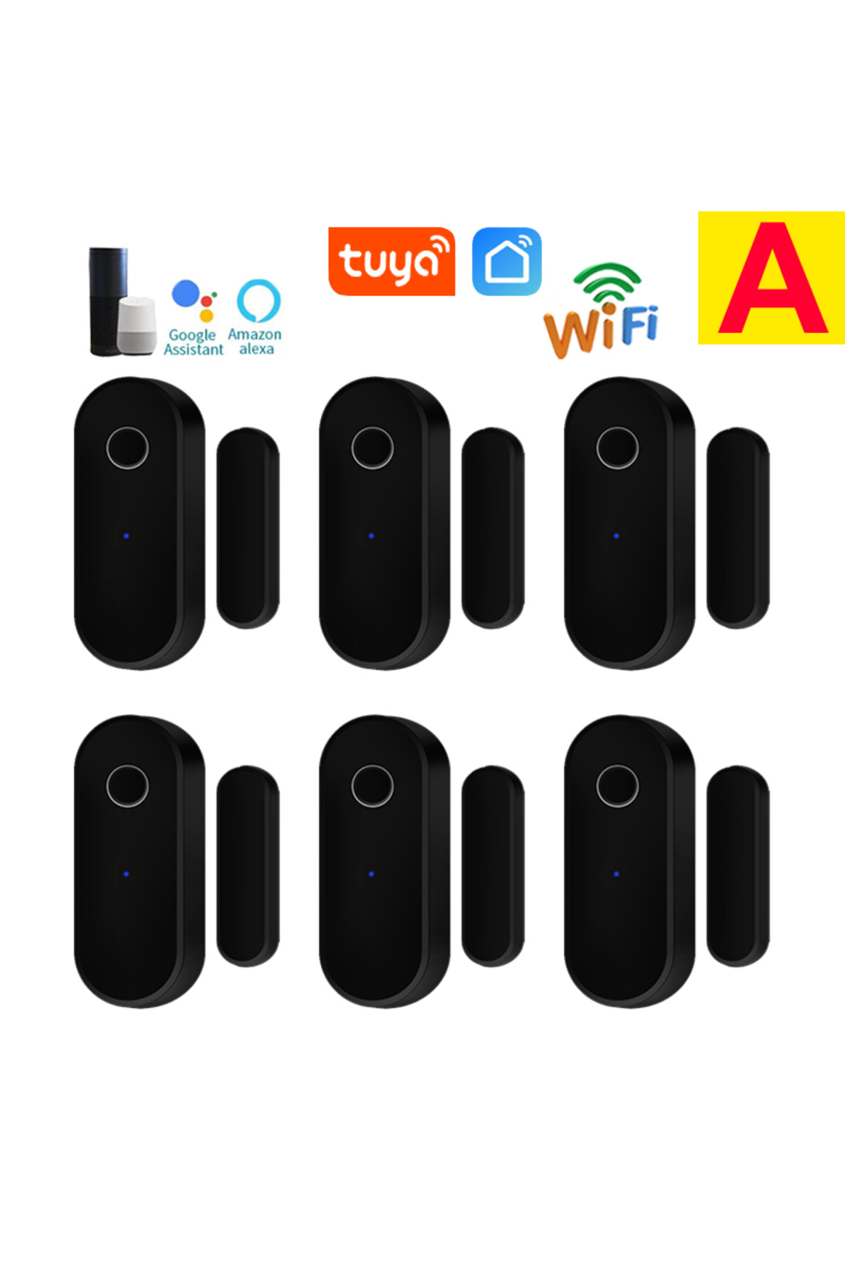 choice2-Option A Tuya WiFi Door Window Detector Smart Life APP Remote Control Notification Alarm Sensor Comp 1