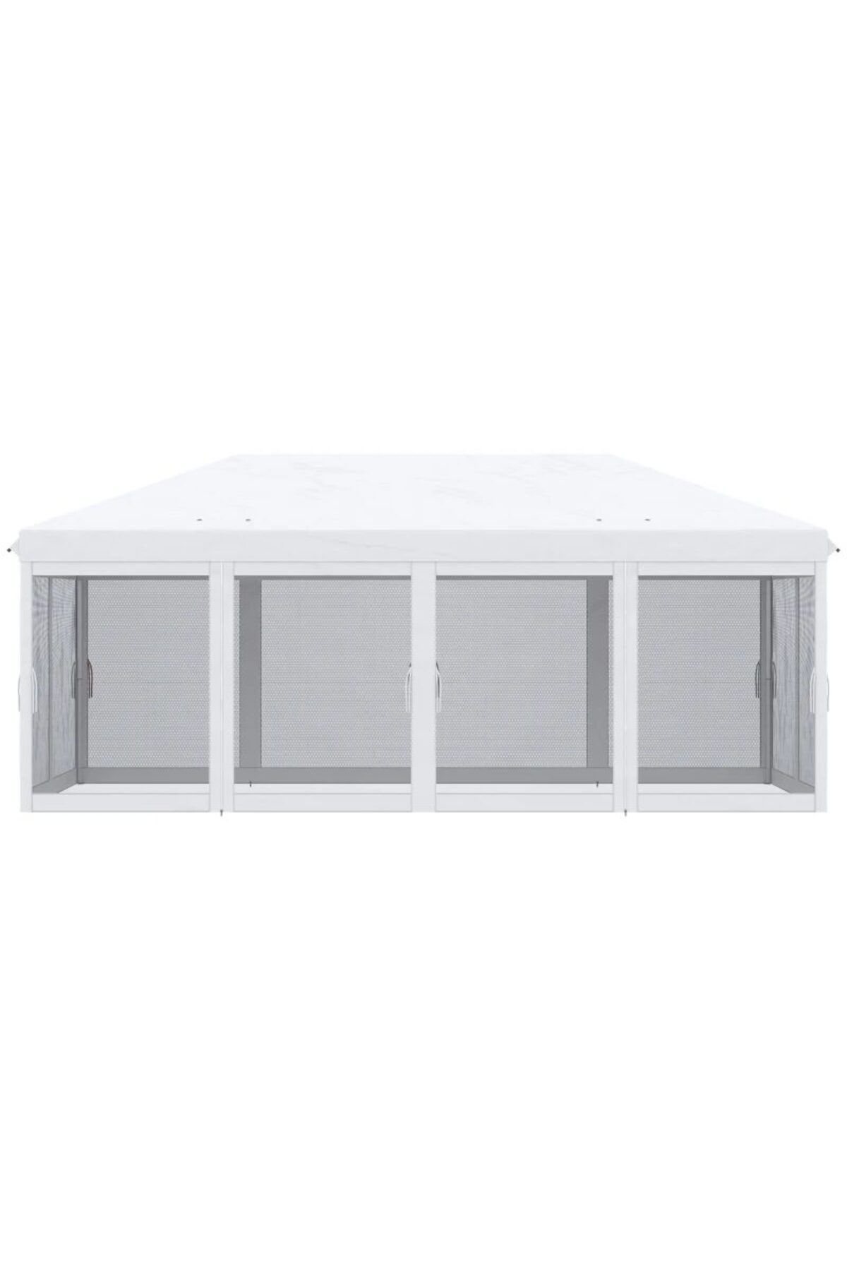 Mercaton-Terrace or garden pavilion with metal frame and anti-insect net, black and white, 5.85x2.95x2.70 1