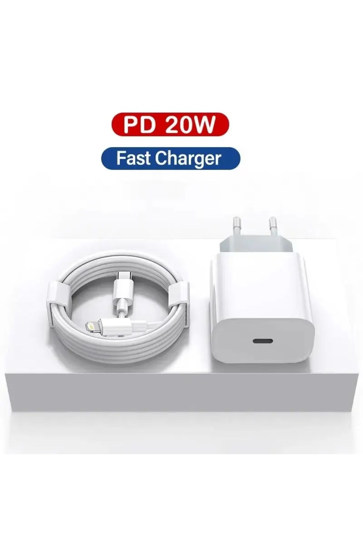 Choice-WHITE 2 in 1 EU Set 2 in 1 PD 20W Fast Charger For iPhone 13 12 11 14 Pro Max Fast Charging 8 Plus X 1