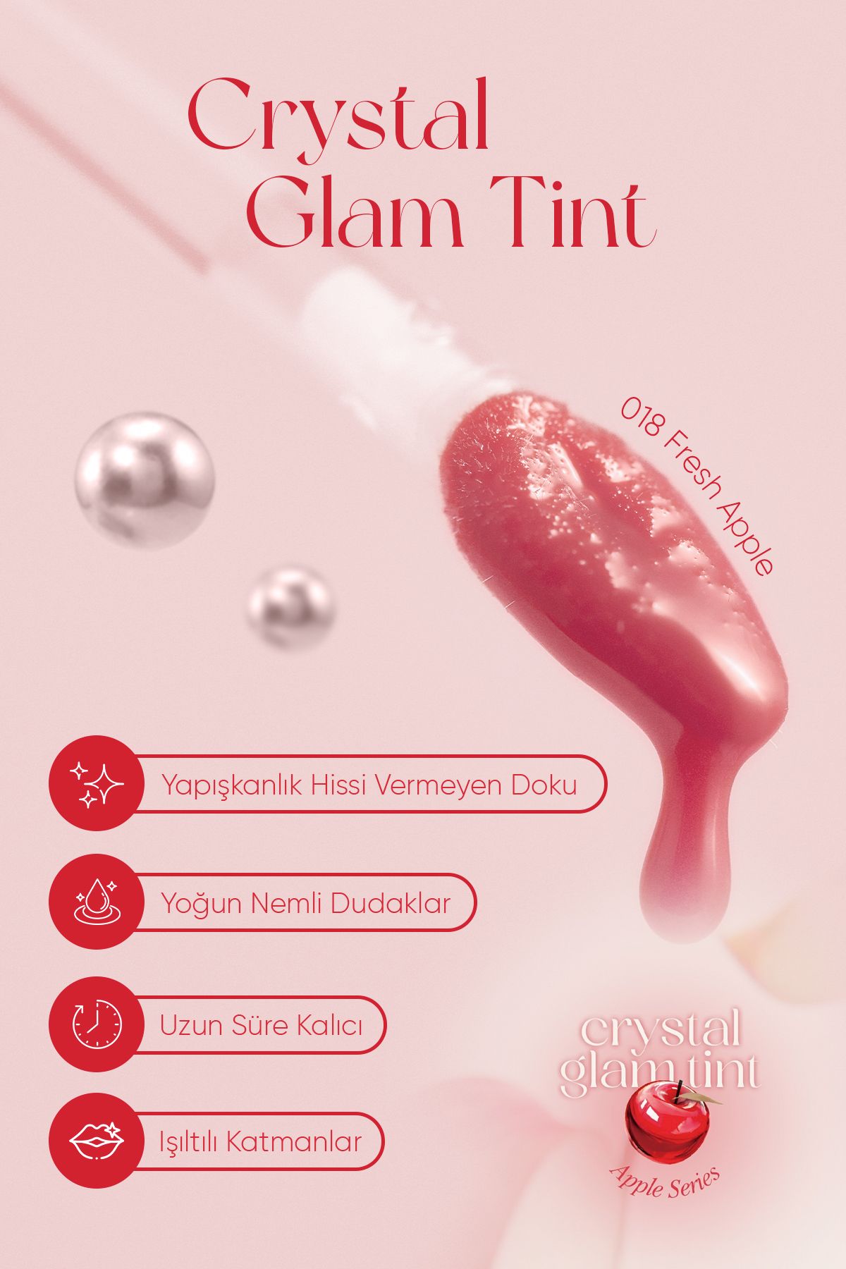 CLIO-Intense Shimmer Tint Without Sticky Feeling Crystal Glam Tint (18 Fresh Apple) Apple Series 3