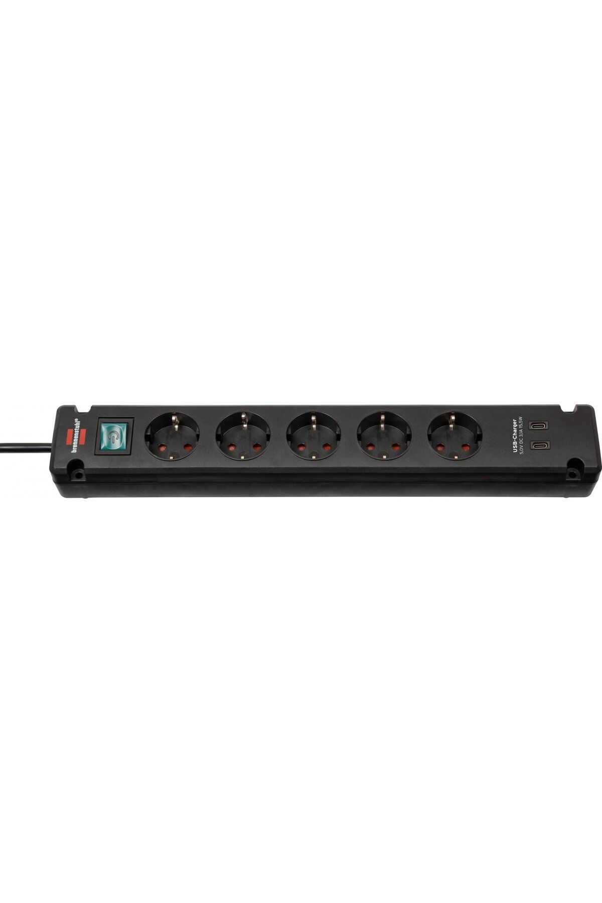 Brennenstuhl-Prelungitor Bremounta 5 prize, 2 x USB-C, 3m, Buton On Off, prindere in suruburi 1