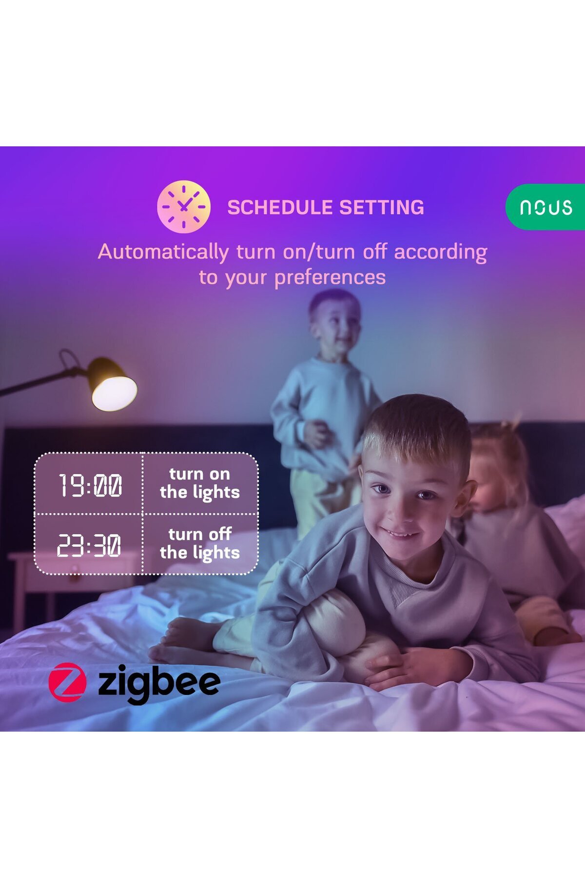Nous-Set of 2 RGB Smart LED bulbs P3Z ZigBee, E27, App control 5