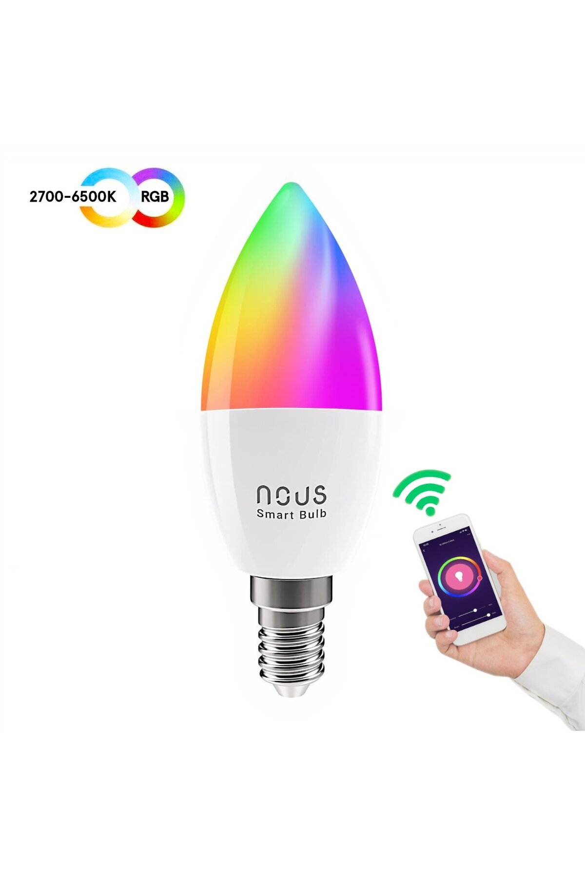 Nous-Set of 2 RGB Smart LED Bulbs P4, E14, App Control 4