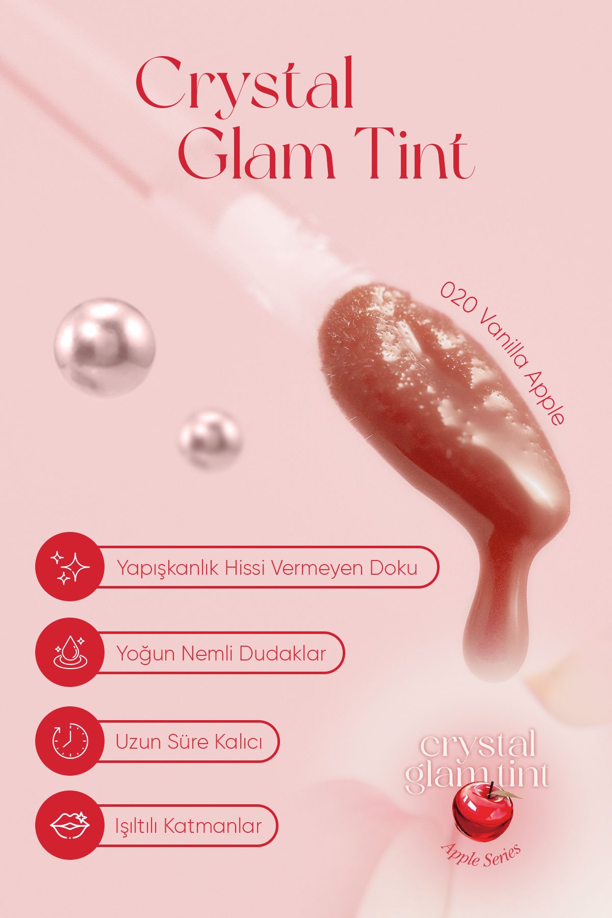 CLIO-Intense Shimmer Tint Without Sticky Feeling Crystal Glam Tint (20 Vanilla Apple) Appleseries 3