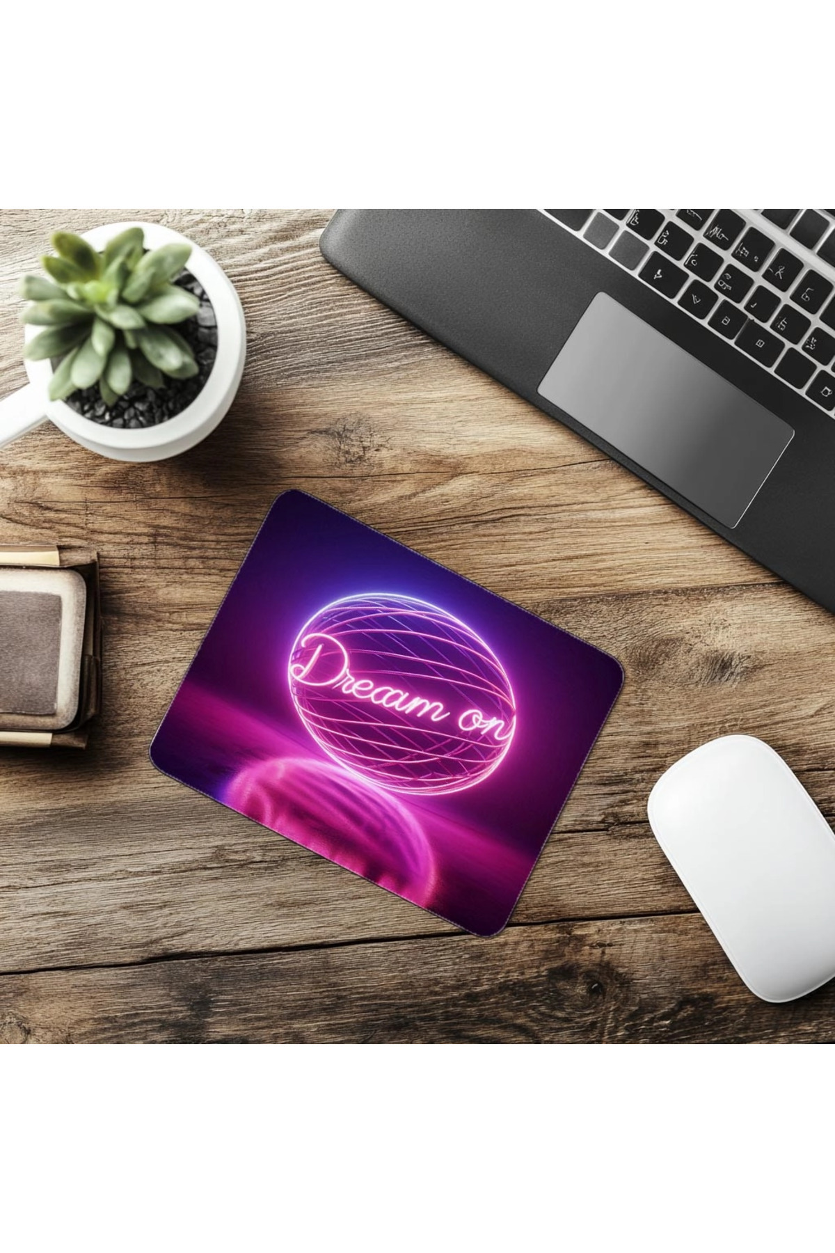 Luluyen-Dream on Written Global Neon Mousepad - 19X23 cm 2 mm Rectangular Imported Printed Mouse Pad 6