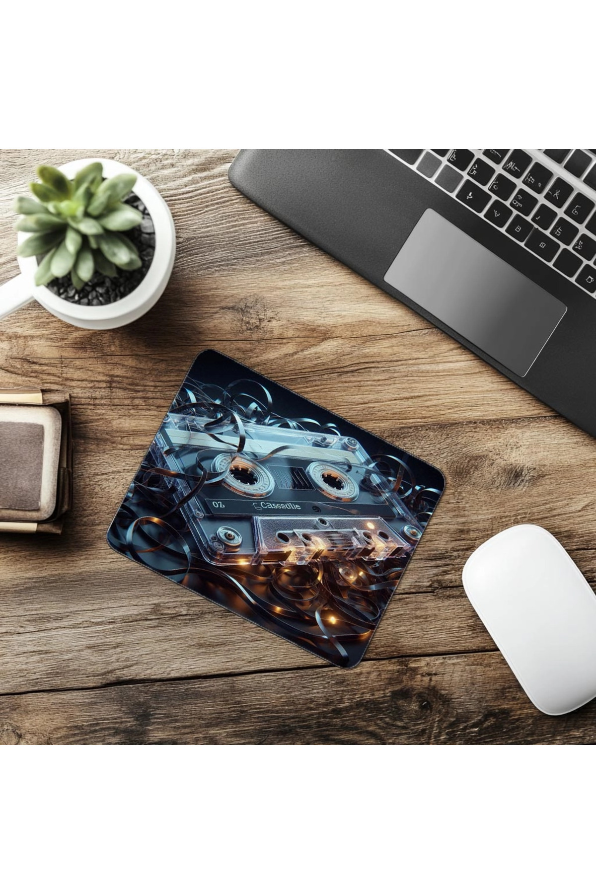 Luluyen-Retro Ribbon Effect Cassette Mouse Pad - 19X23 cm 2 mm Rectangle Imported Printed Mouse Pad 6