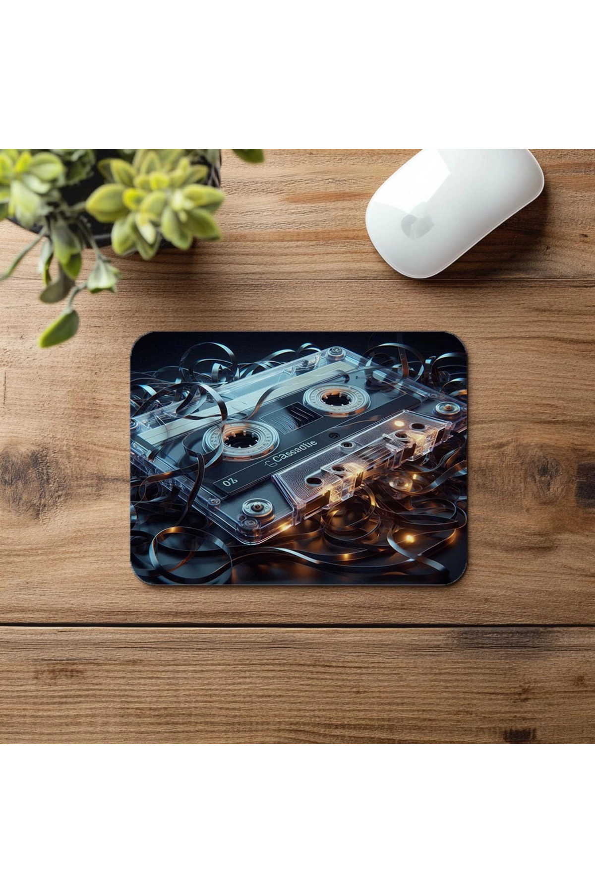 Luluyen-Retro Ribbon Effect Cassette Mouse Pad - 19X23 cm 2 mm Rectangle Imported Printed Mouse Pad 4