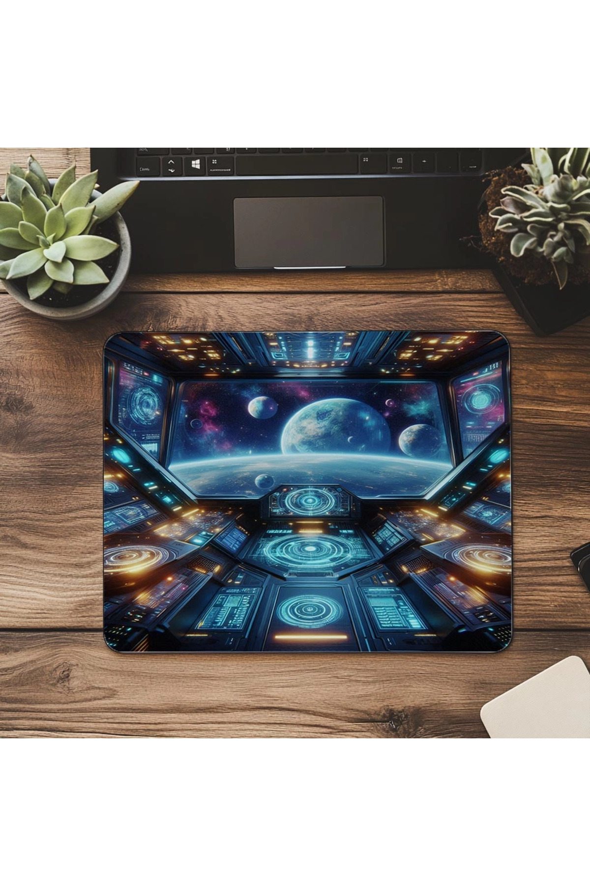 Luluyen-Planets through the Window of the Spaceship Mousepad - 19X23 cm 2 mm Rectangle Imported Printed Mouse Pad 7