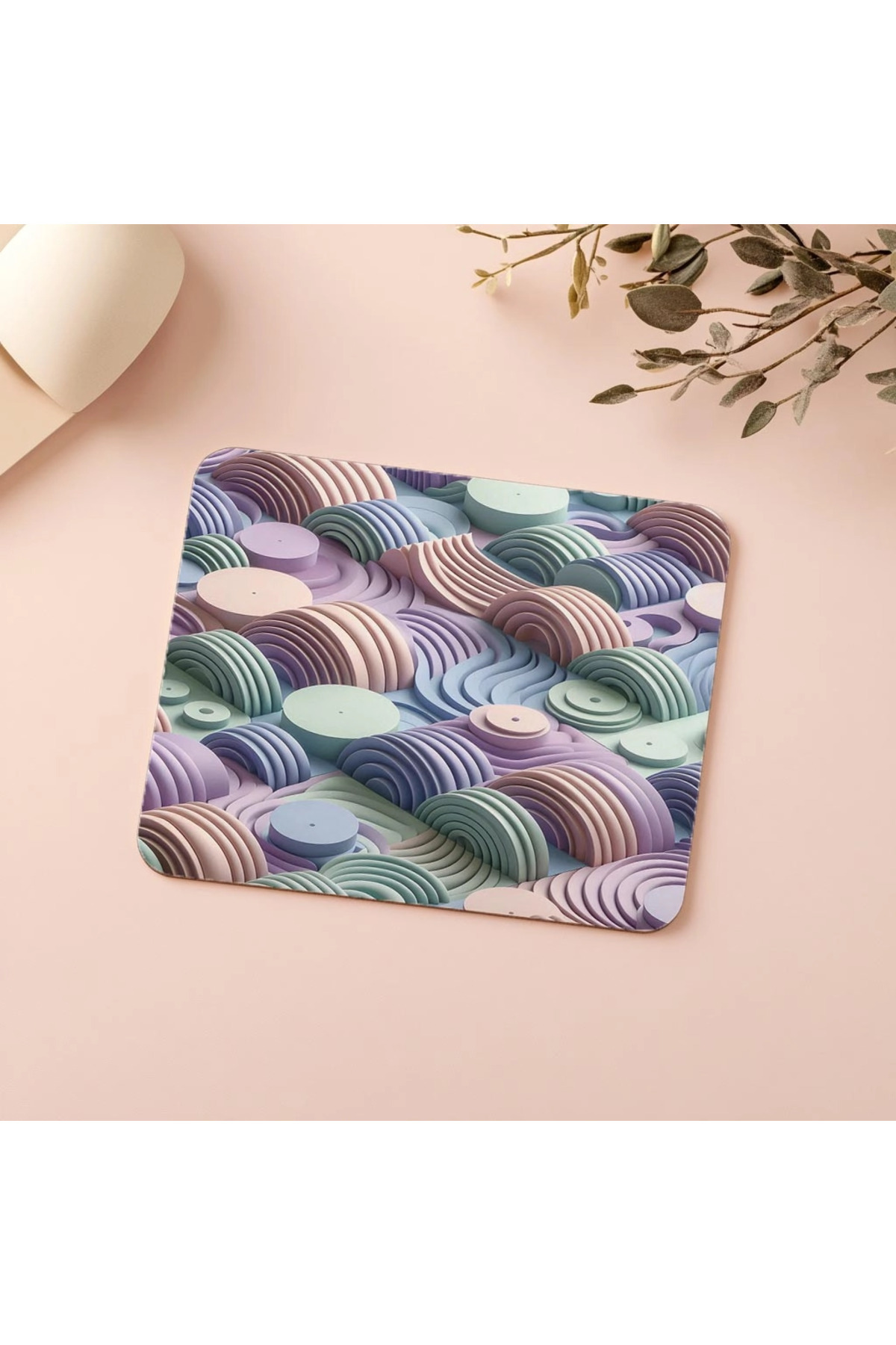 Luluyen-Minimal Mouse Pad Made with Geometric Arcs - 19X23 cm 2 mm Rectangle Imported Printed Mouse Pad 5