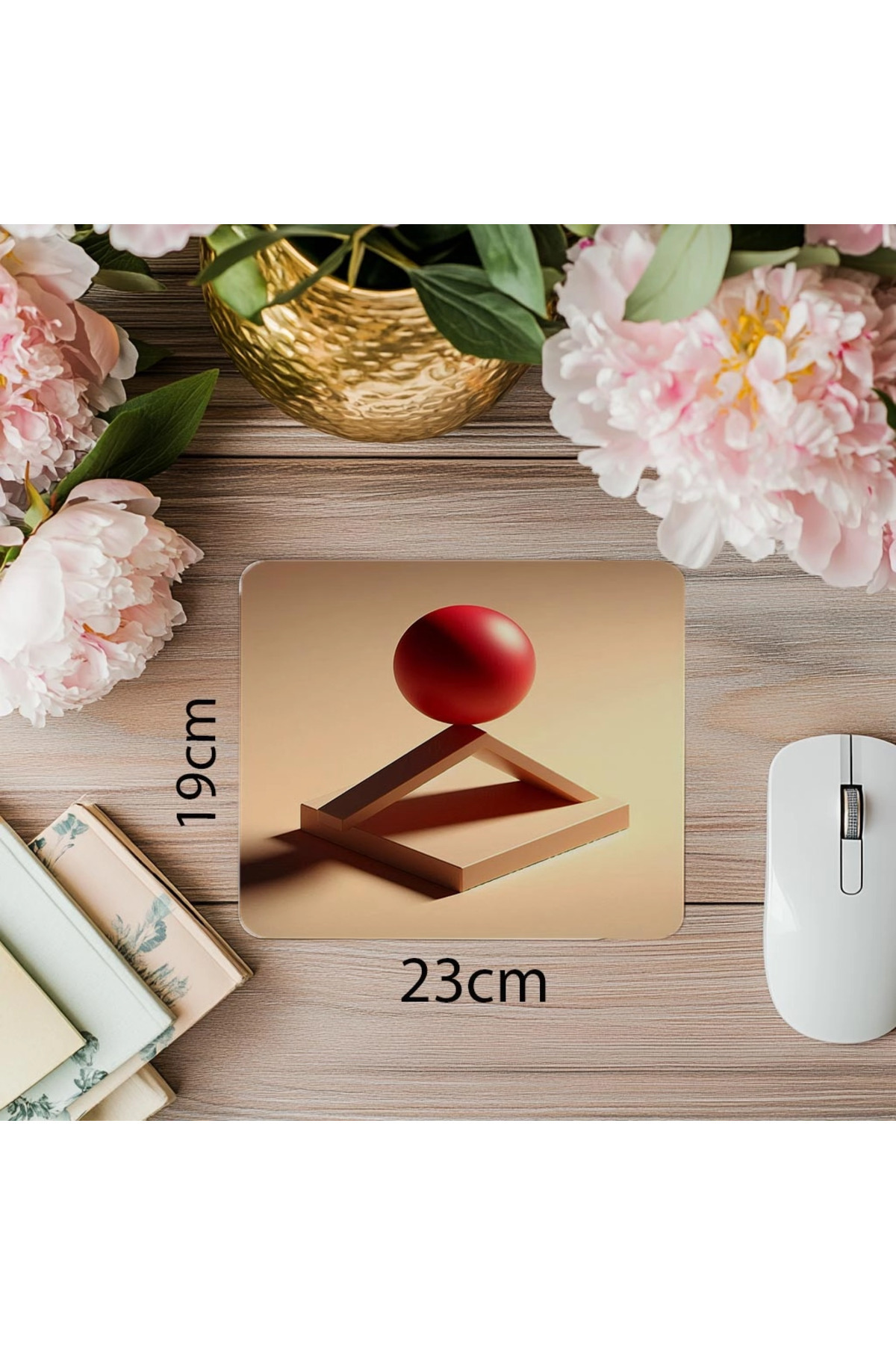 Luluyen-Red Globe Mousepad Standing in Balance - 19X23 cm 2 mm Rectangular Imported Printed Mouse Pad 1