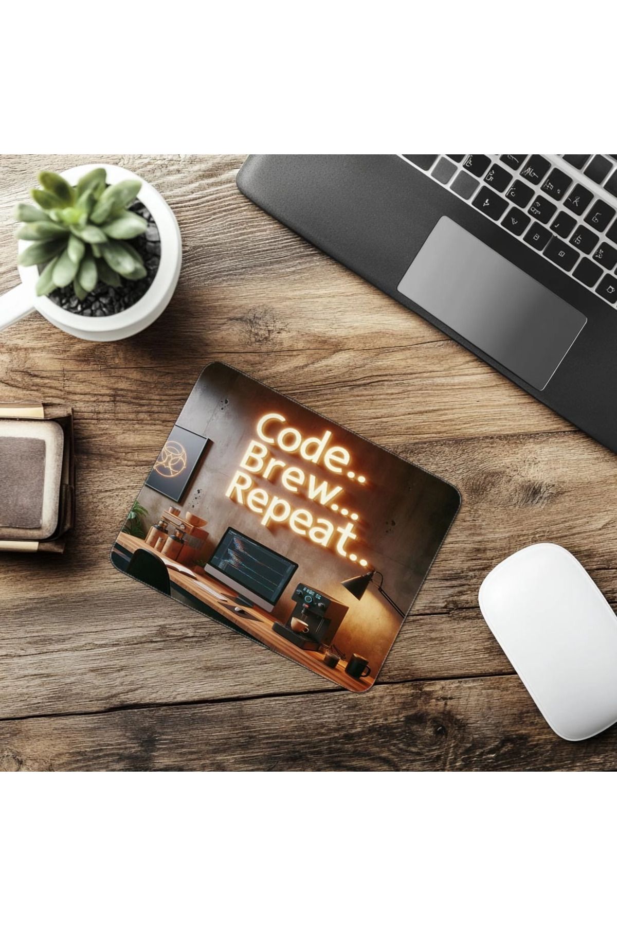 Luluyen-Mousepad scris Code Brew Repeat – Montat pe perete – 19x23 cm 2 mm Mouse Pad dreptunghiular imprimat importat 6