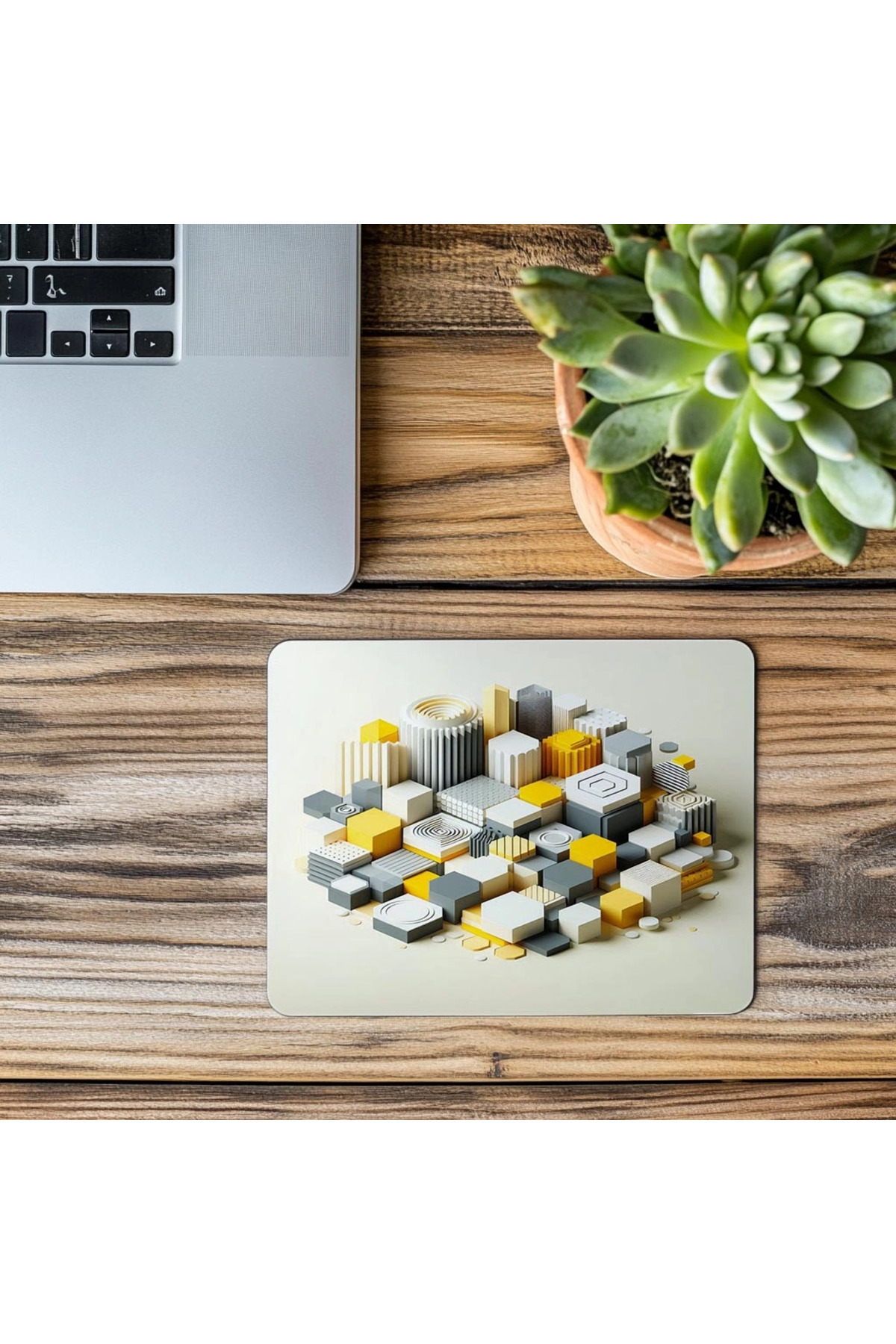 Luluyen-Modern Design Mousepad with 3D Hexagon Block - 19X23 cm 2 mm Rectangle Imported Printed Mouse Pad 3