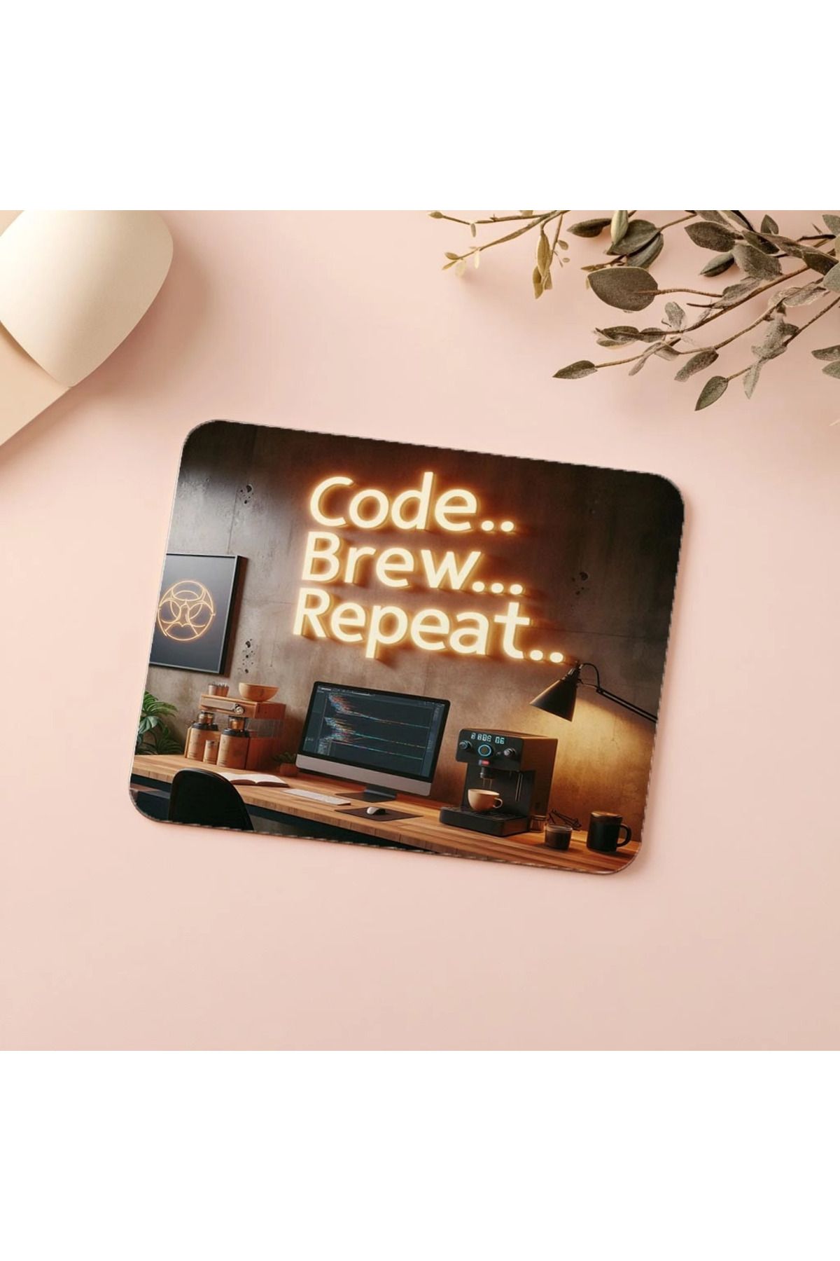 Luluyen-Mousepad scris Code Brew Repeat – Montat pe perete – 19x23 cm 2 mm Mouse Pad dreptunghiular imprimat importat 5