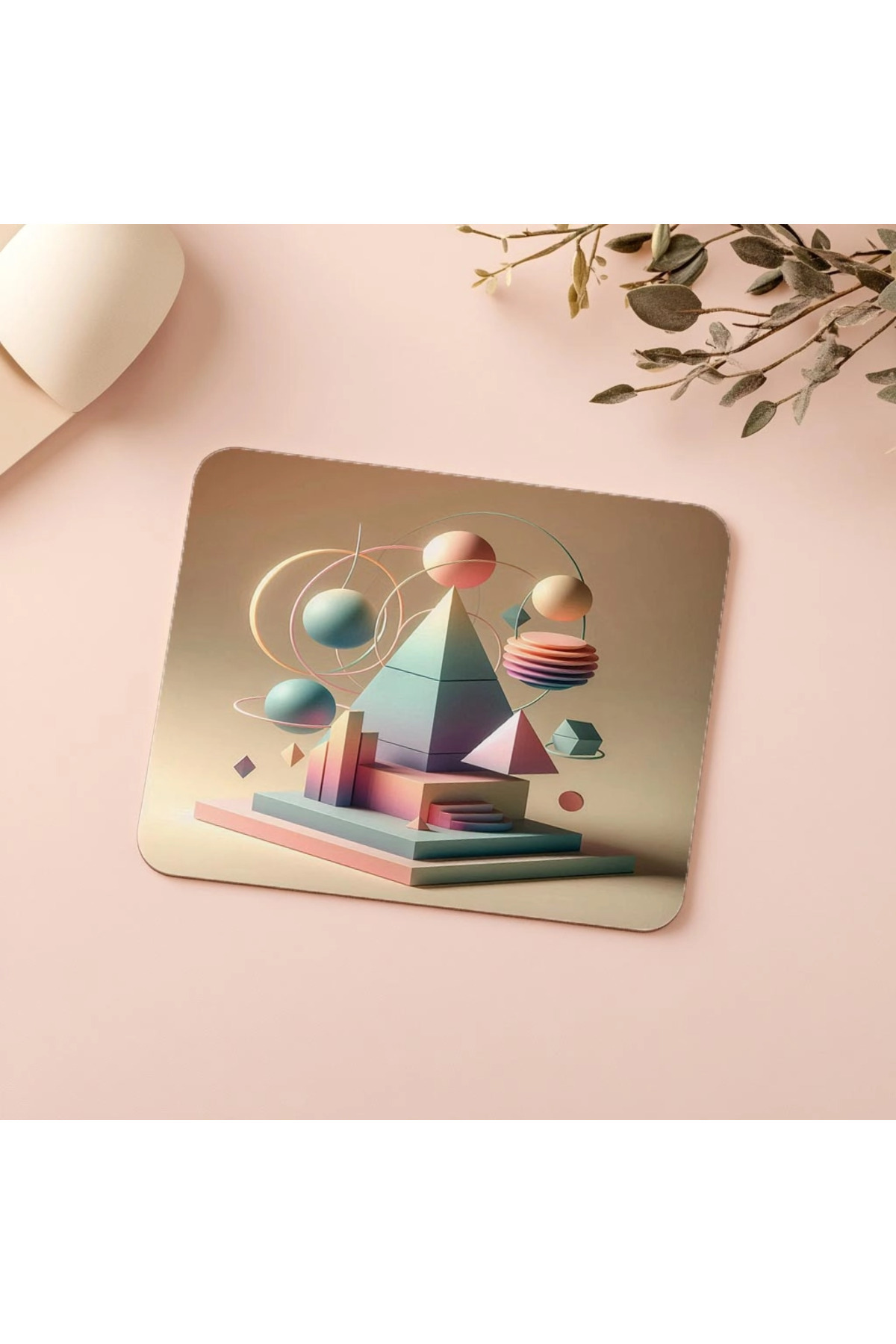 Luluyen-Modern Mousepad with Pyramid and Circle Mix - 19X23 cm 2 mm Rectangle Imported Printed Mouse Pad 5