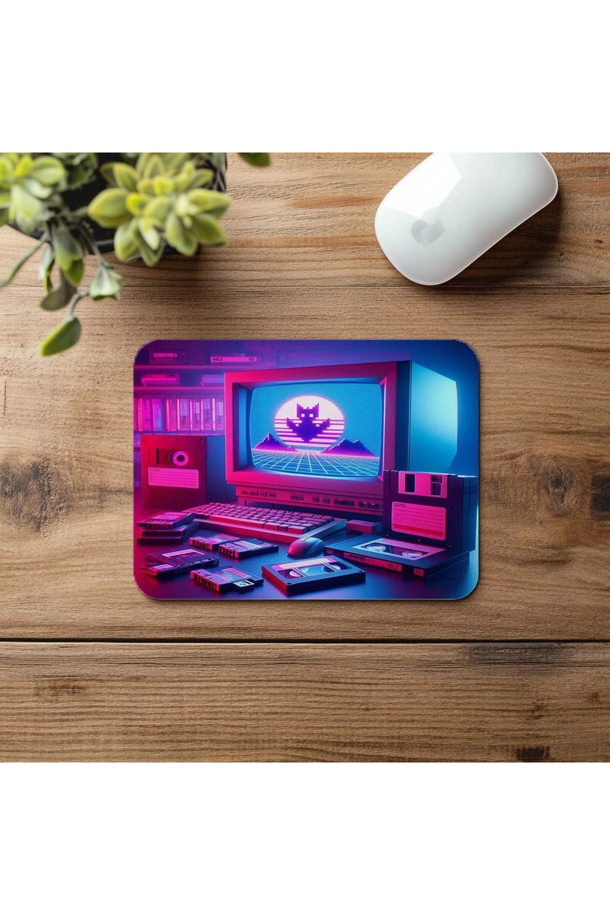 Luluyen-Mousepad retro pentru computer cu dischetă – cu ecran CRT – 19x23 cm 2 mm dreptunghiular imprimat importat 4