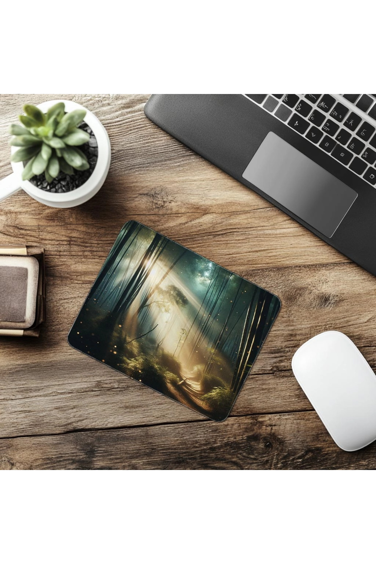 Luluyen-Zen Forest Mouse Pad with Particle Effect - 19X23 cm 2 mm Rectangle Imported Printed Mouse Pad 6