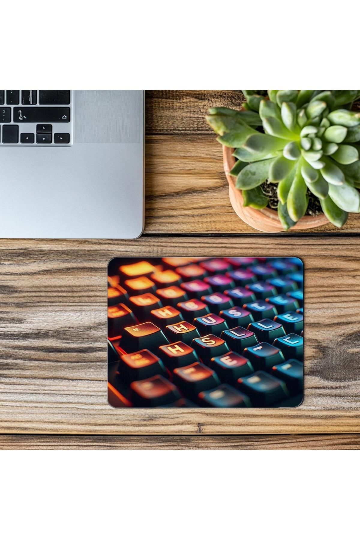 Luluyen-H-U-S-T-L-E Written Glossy Keys Mouse Pad - 19X23 cm 2 mm Rectangle Imported Printed Mouse Pad 3