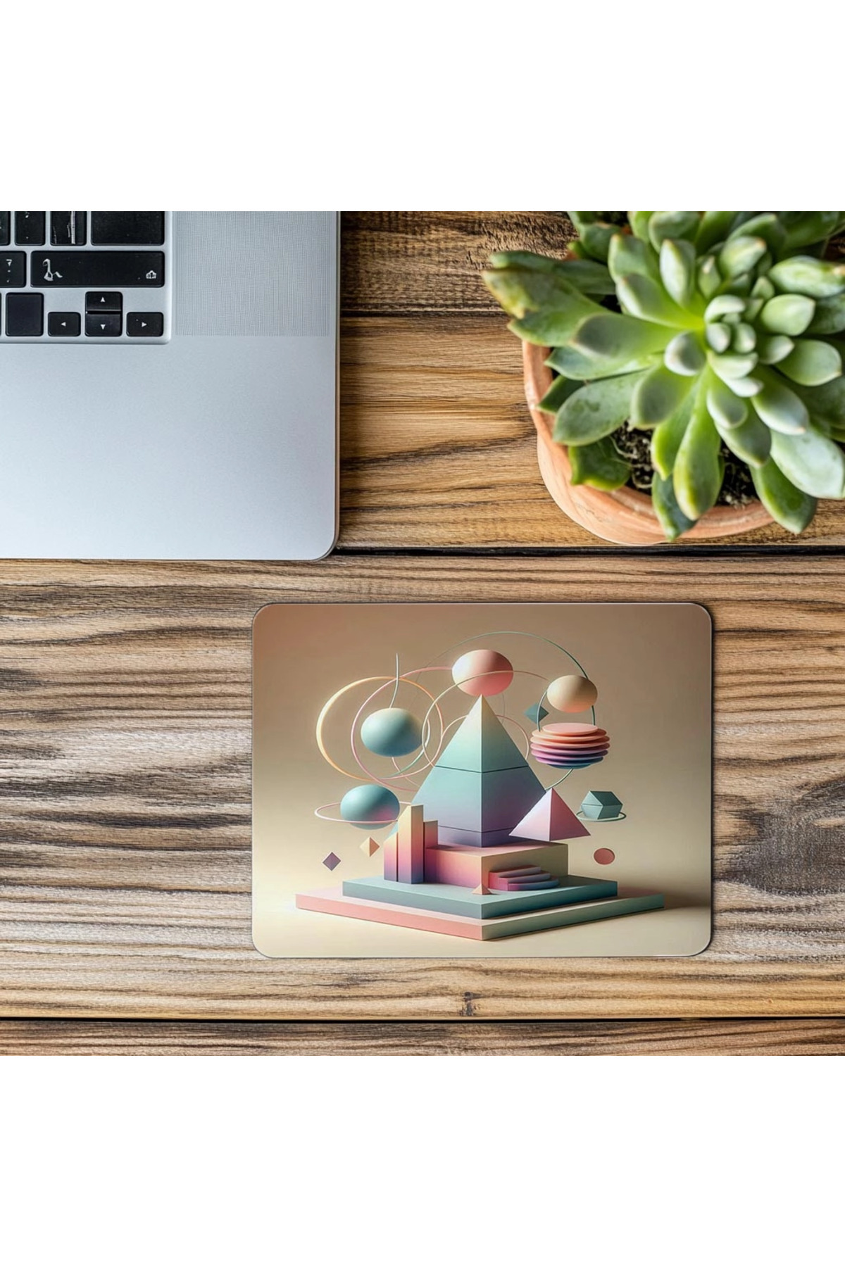 Luluyen-Modern Mousepad with Pyramid and Circle Mix - 19X23 cm 2 mm Rectangle Imported Printed Mouse Pad 3