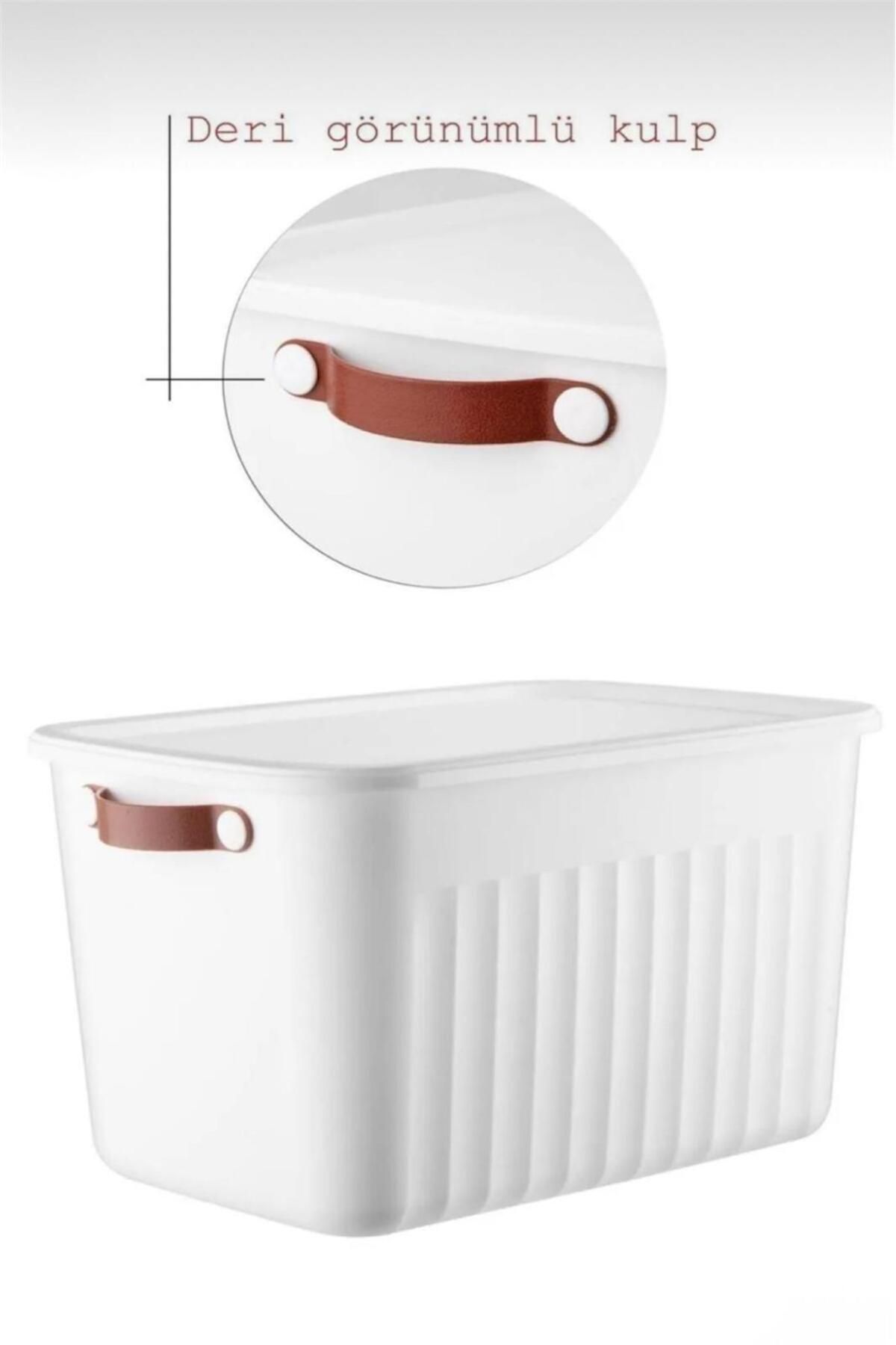 Bayev-3-Piece White 20 Lt Boxsis Set Mega Size Multi-Purpose Box with Lid Cabinet Organizer Organizer-Hobby Box 3