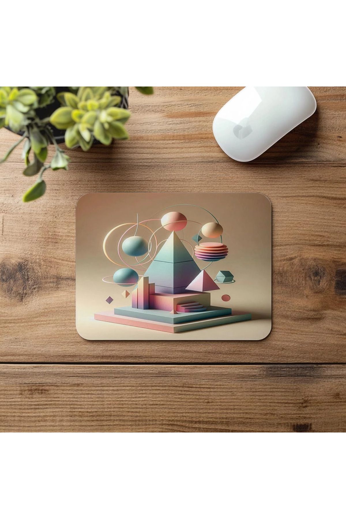 Luluyen-Modern Mousepad with Pyramid and Circle Mix - 19X23 cm 2 mm Rectangle Imported Printed Mouse Pad 4