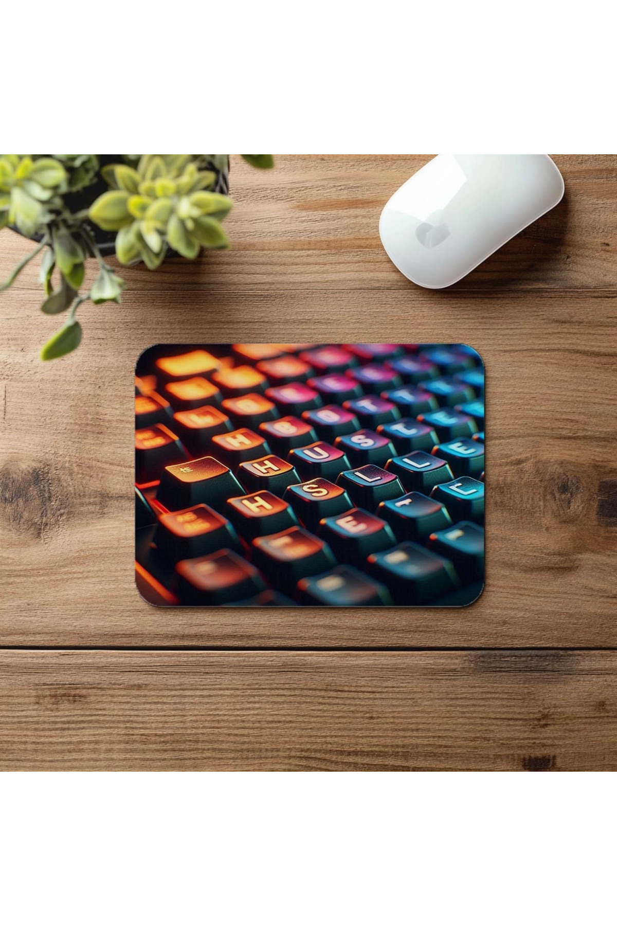 Luluyen-H-U-S-T-L-E Written Glossy Keys Mouse Pad - 19X23 cm 2 mm Rectangle Imported Printed Mouse Pad 4