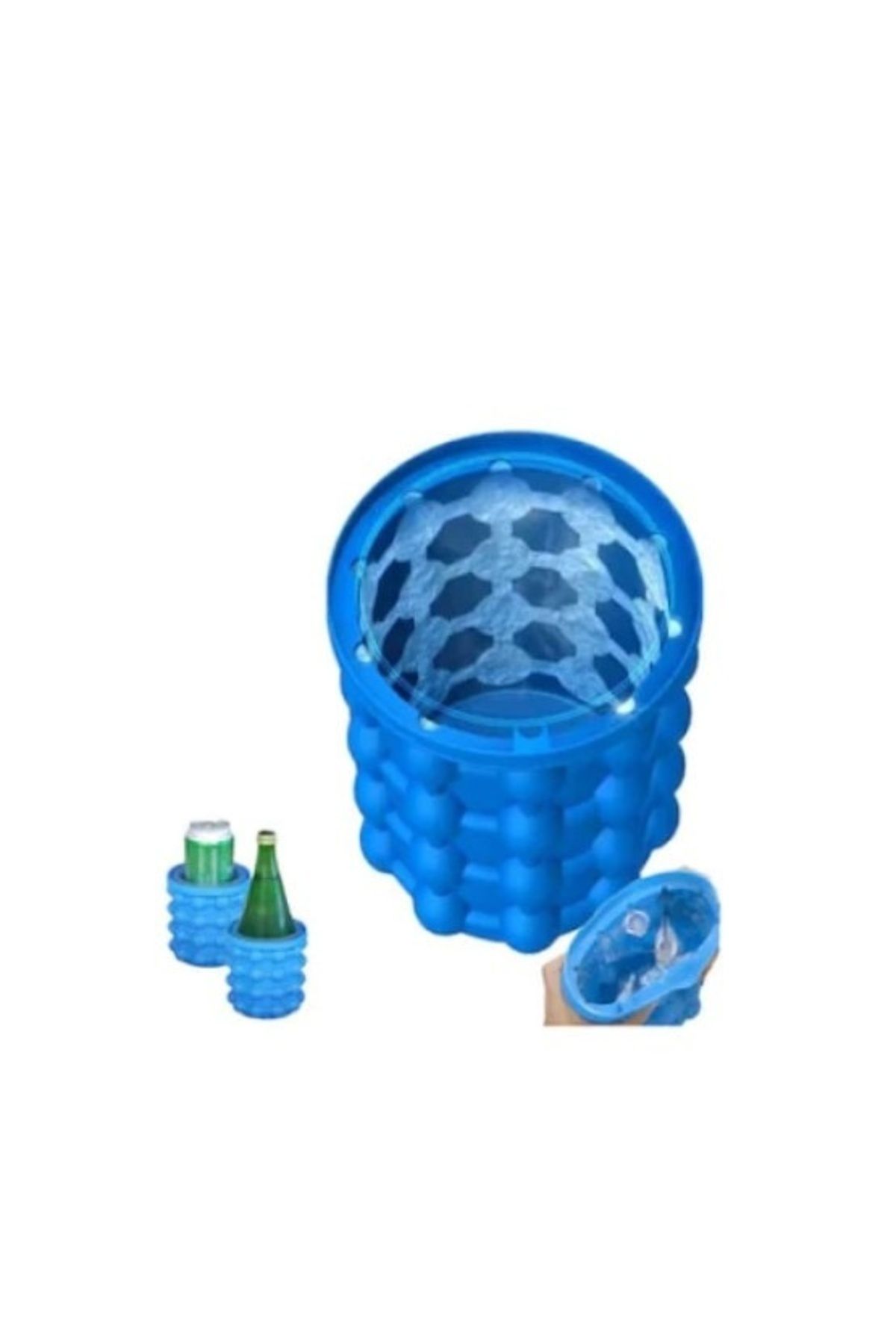 FOXMAG24-Aparat de gheață Smart Ice Cube, tip shaker, silicon, capac inclus, 120 cuburi, albastru, 14x13 cm 3