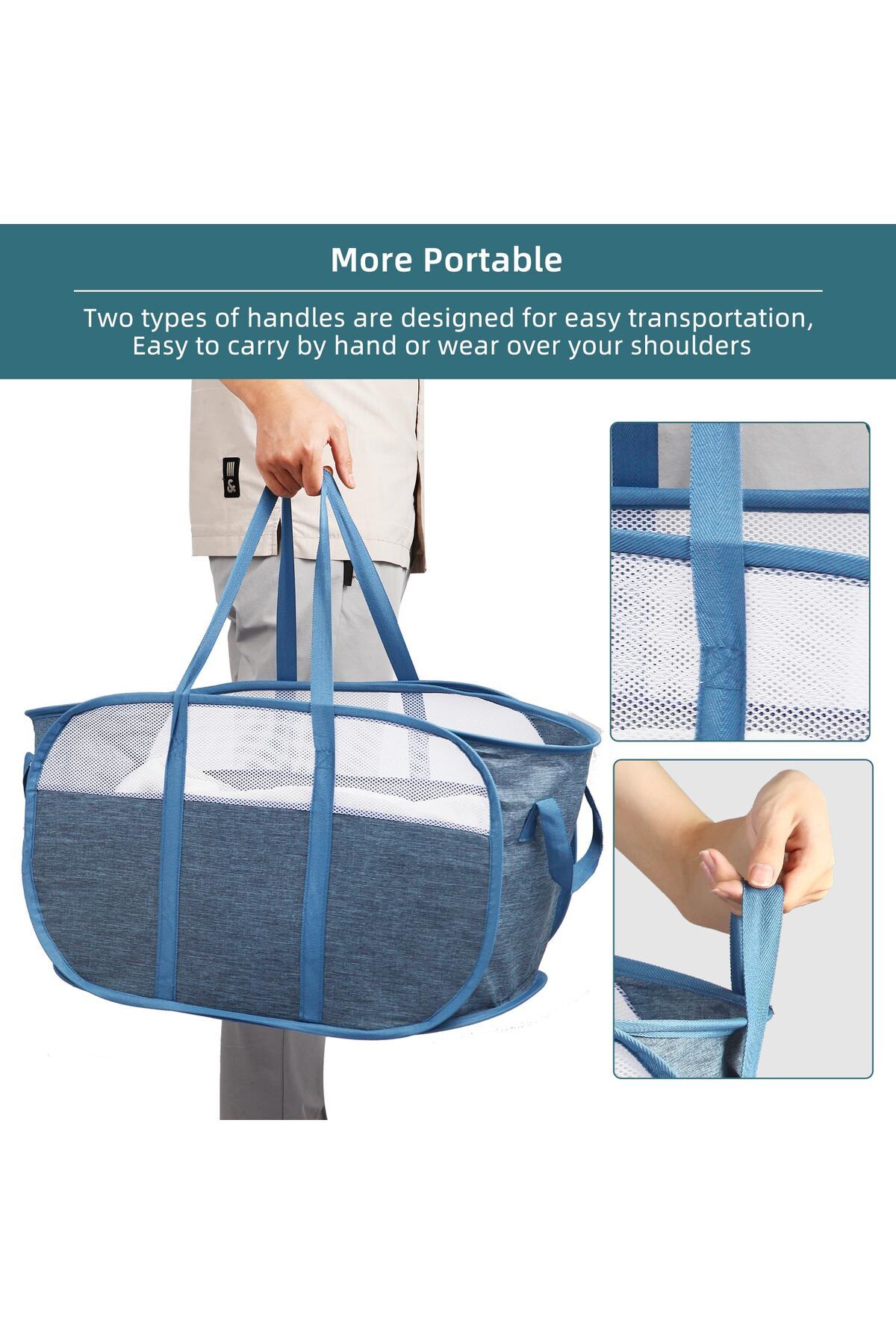 COOYA-Collapsible Laundry Basket,Pop Up Laundry Hamper with Dual Handles,Durable Foldable Laundry Basket 5
