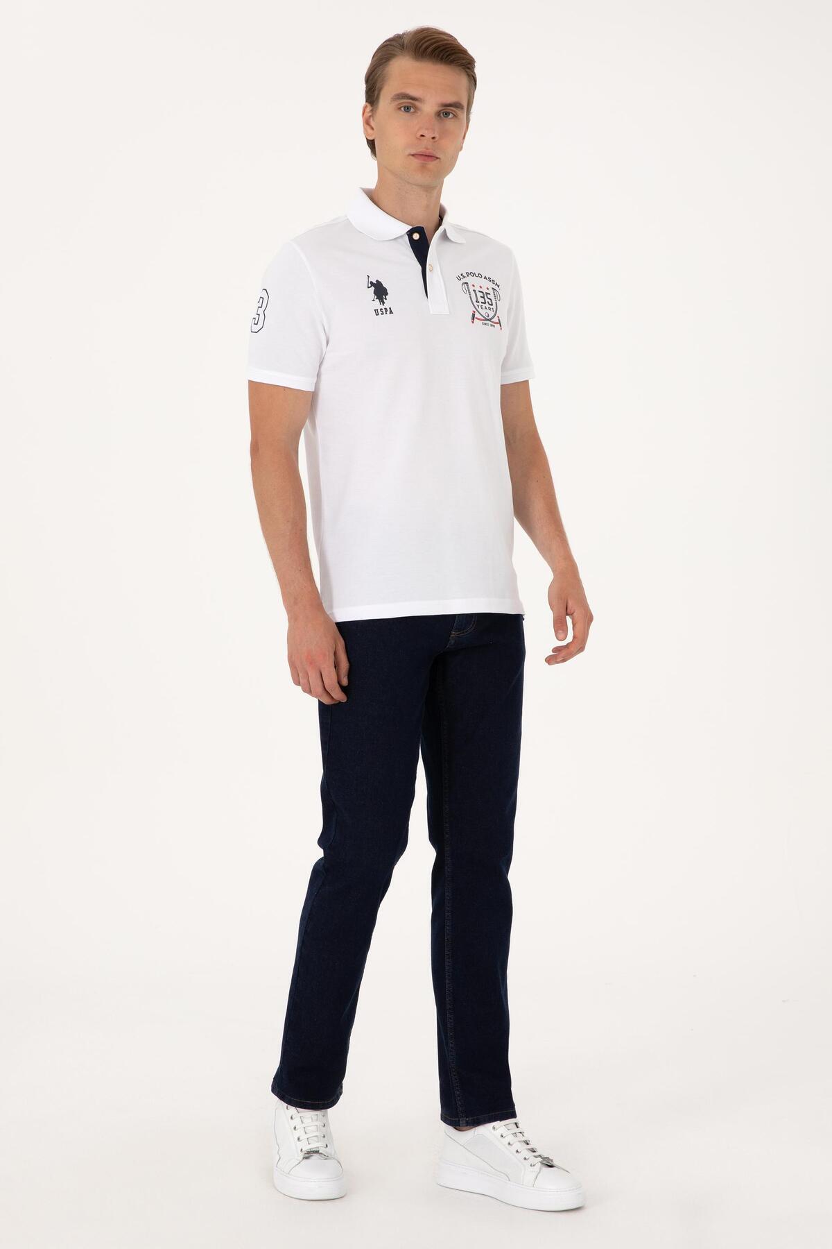 یو اس پولو شلوار جین مردانه راسته U.S. Polo Assn. 98% کتان - آبی 2081296