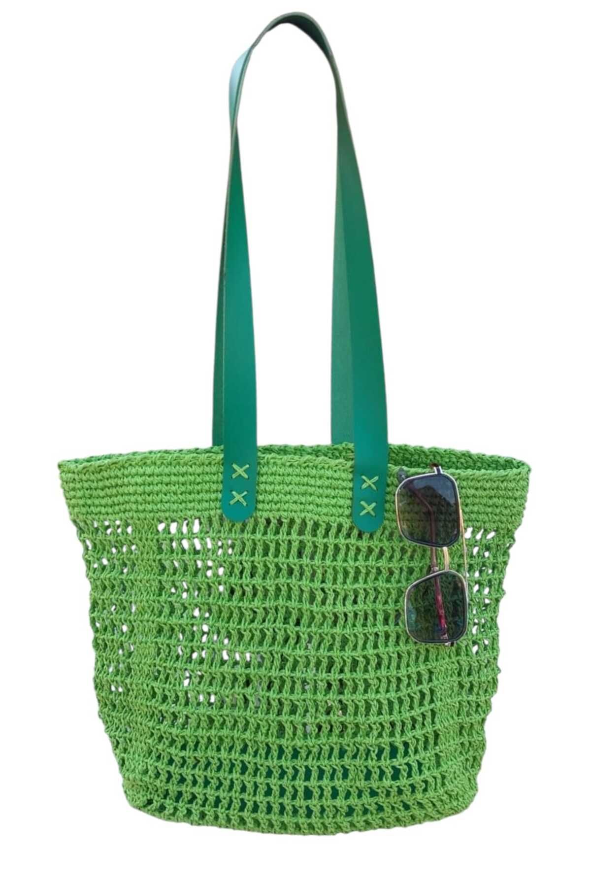 bi ters bi düz-Elörgüsü Leather Detailled Net Bag 4