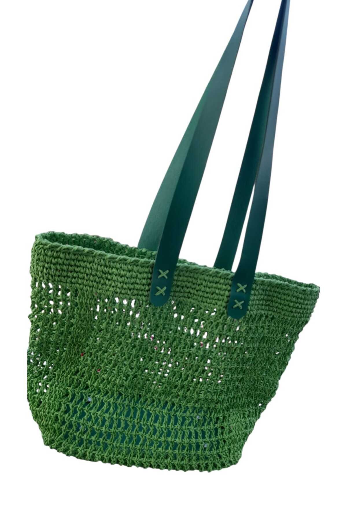 bi ters bi düz-Elörgüsü Leather Detailled Net Bag 5