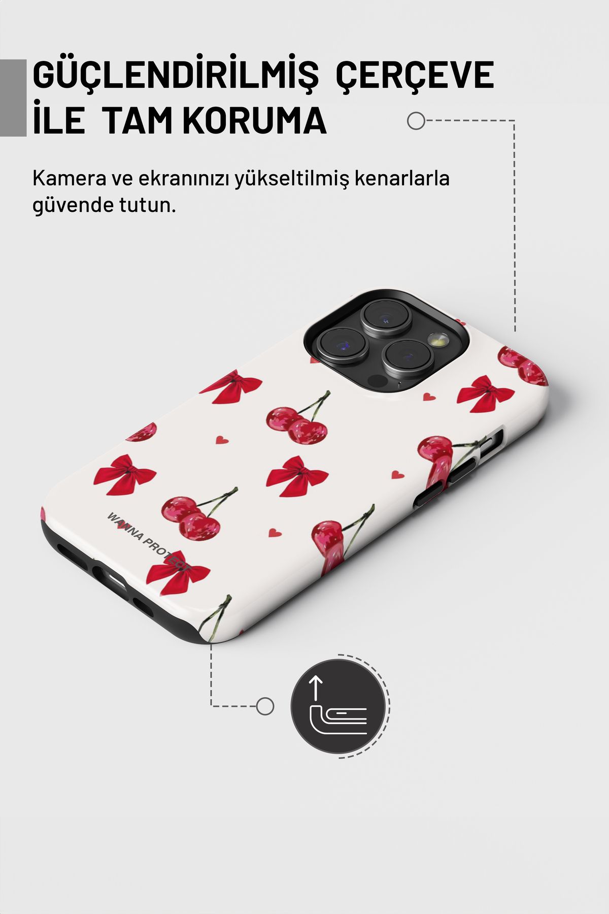 WANNA PROTECT-حافظة هاتف iPhone 16 بطبقة مزدوجة ممتصة للصدمات على شكل فيونكة كرزية لامعة فائقة الجودة 5