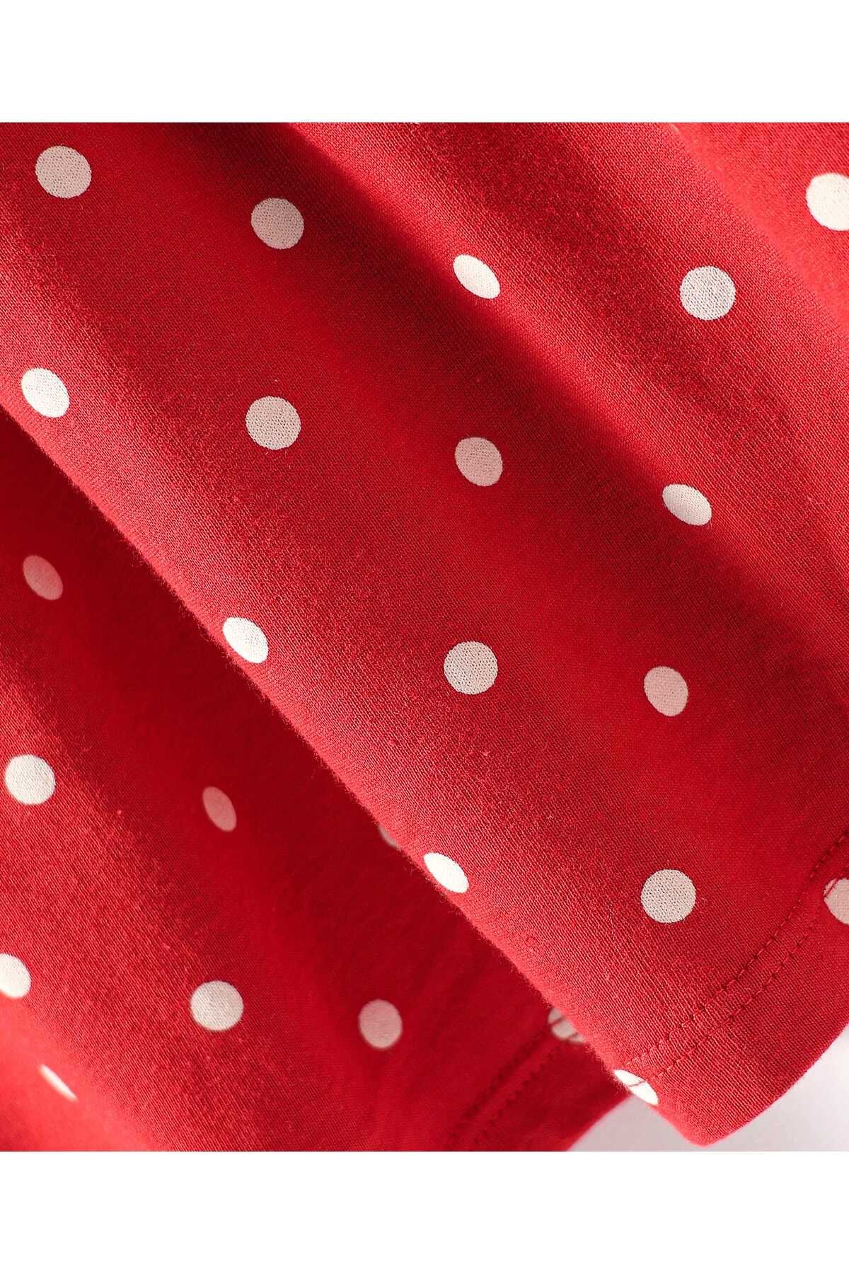 Babyhug-Cotton Frock with Bloomer and Polka Dots Print - Red 7