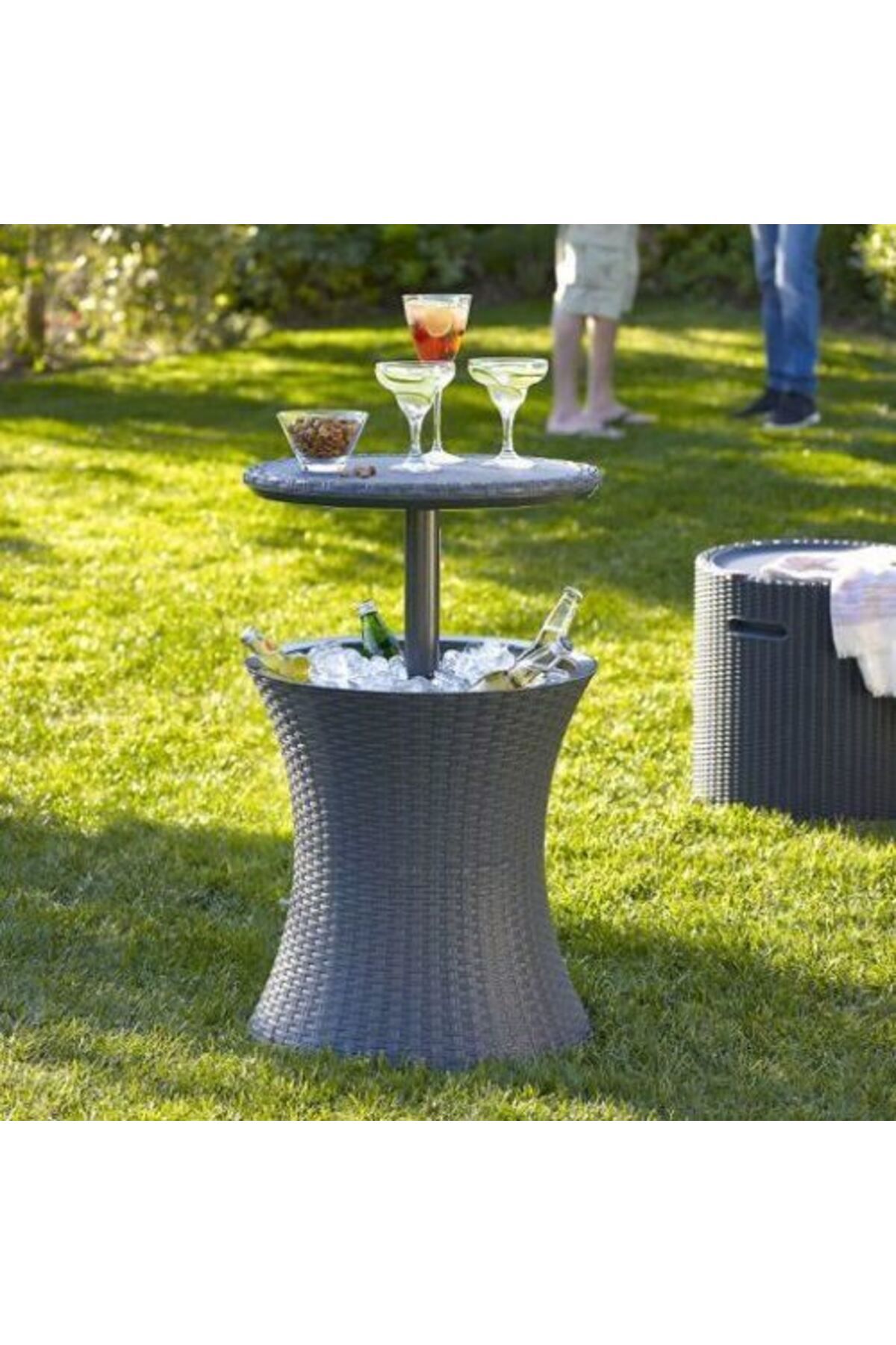 Strend Pro-Masa/bar, synthetic rattan, adjustable height, ice container, brown, 4957/82 cm 6