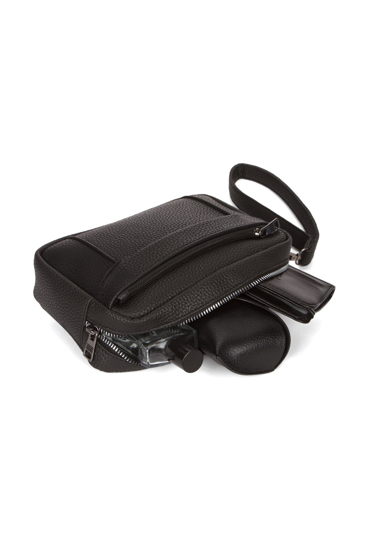 Newish Erkek Siyah El Askılı Portföy Clutch El Çantası görsel 6