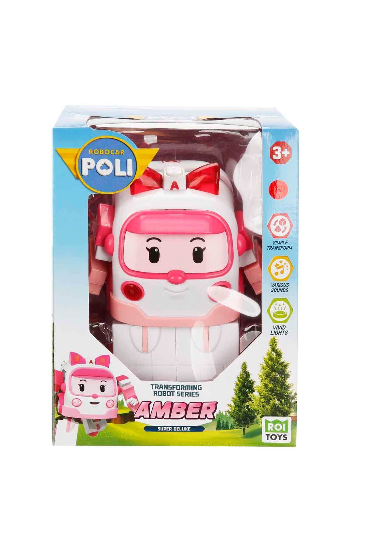 Robocar Poli-روبوت Robocar Poli الكبير المتحول باللون الكهرماني مع الصوت والضوء 4