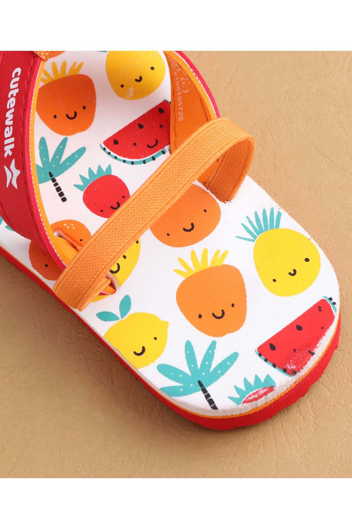 Cute Walk by Babyhug-Cute Walk by Babyhug Flip Flops With Backstrap & Fruits Print - Red 8