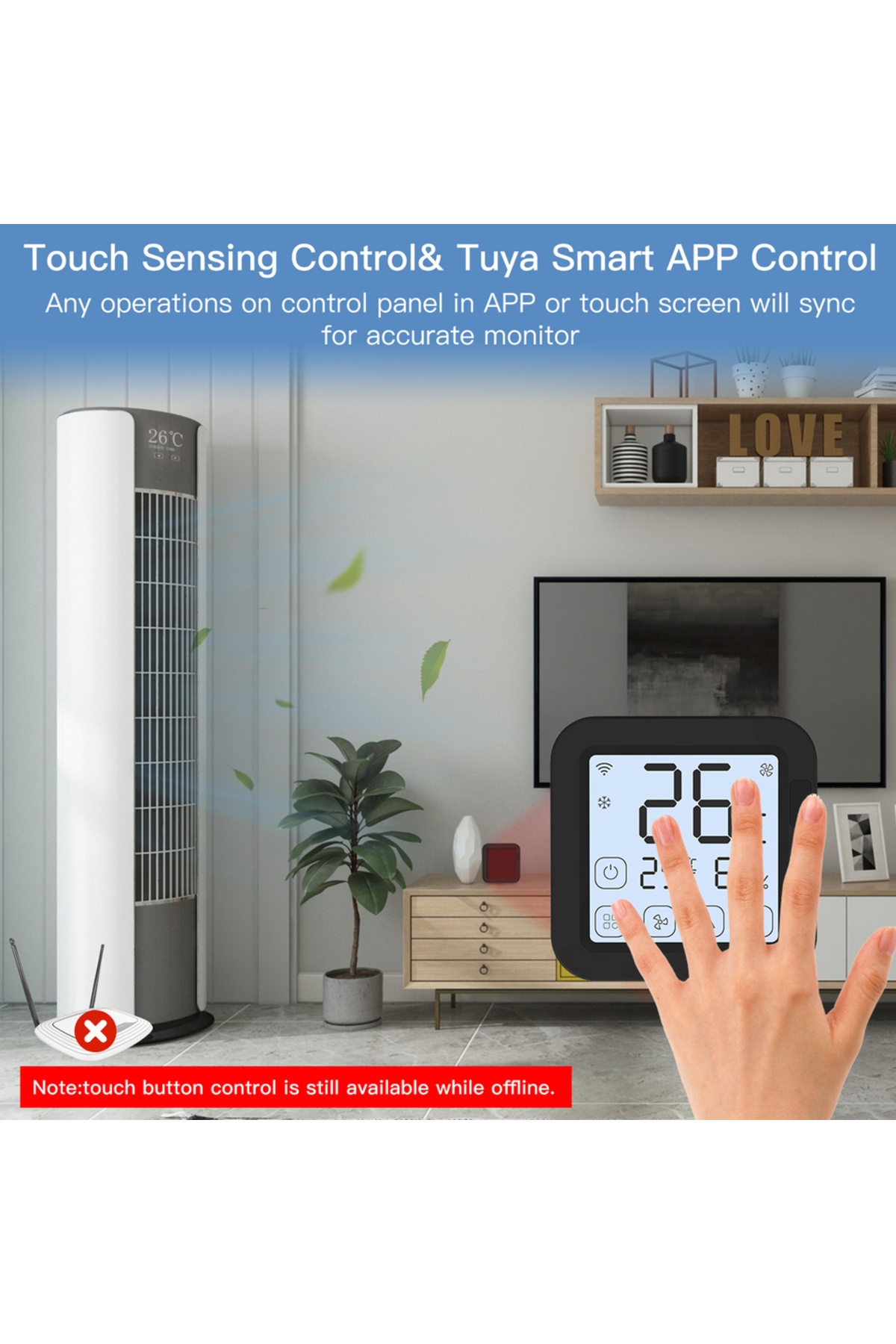 MOES-Tuya WiFi IR Thermostat Controller LCD Screen Touch Button Wireless Remote Built-in Temperat... 2