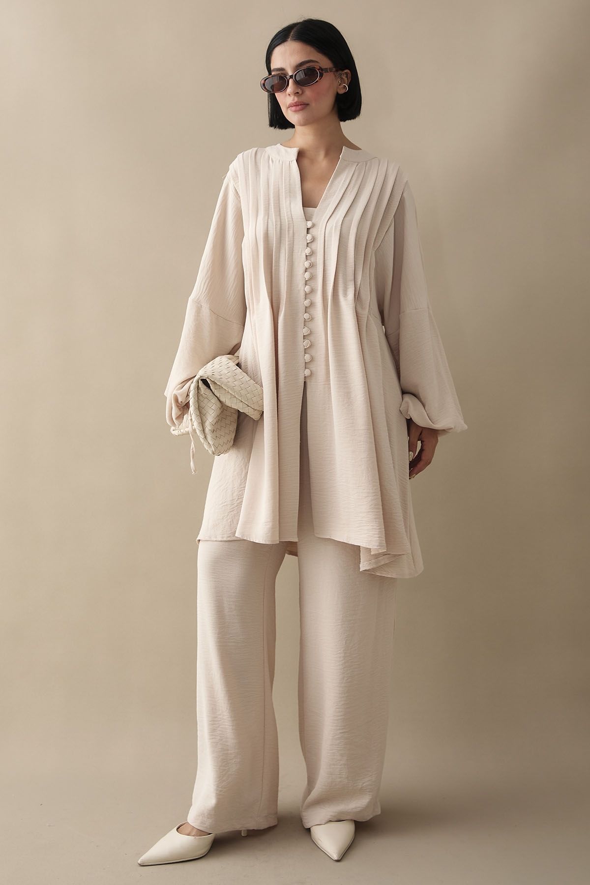 InStyle-Ribbed Handle Drawstring Beige Ayrobin Set 1