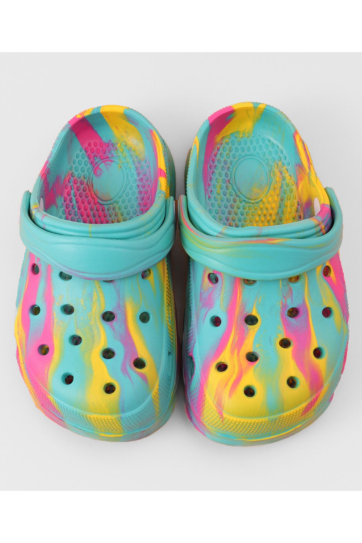 SAPS-Marble Pattern Back Strap Closure Clogs - Multicolor 1
