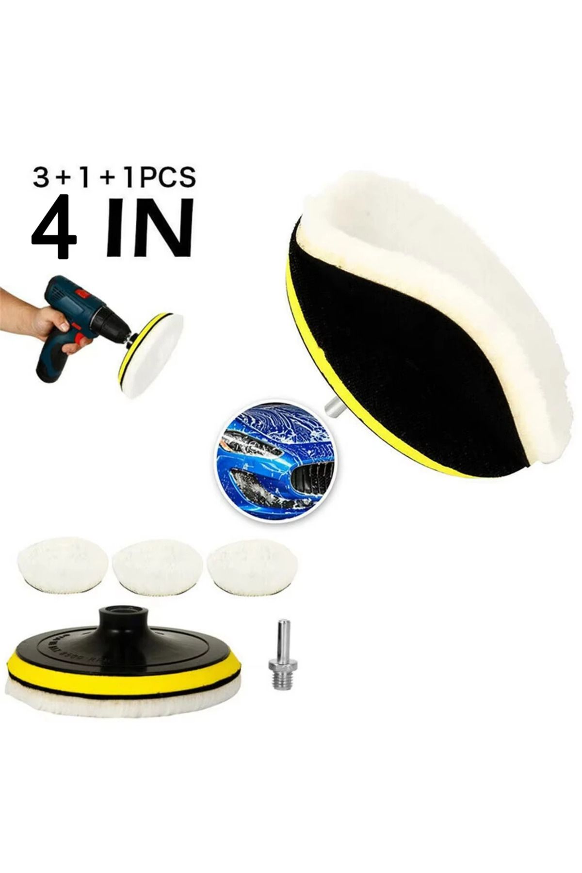 Choice-5Pcs 4 Inch Flocking Sanding Disc Hook And Loop Backing Buffing Pads Wool Polishing Wheel For Ele... 4