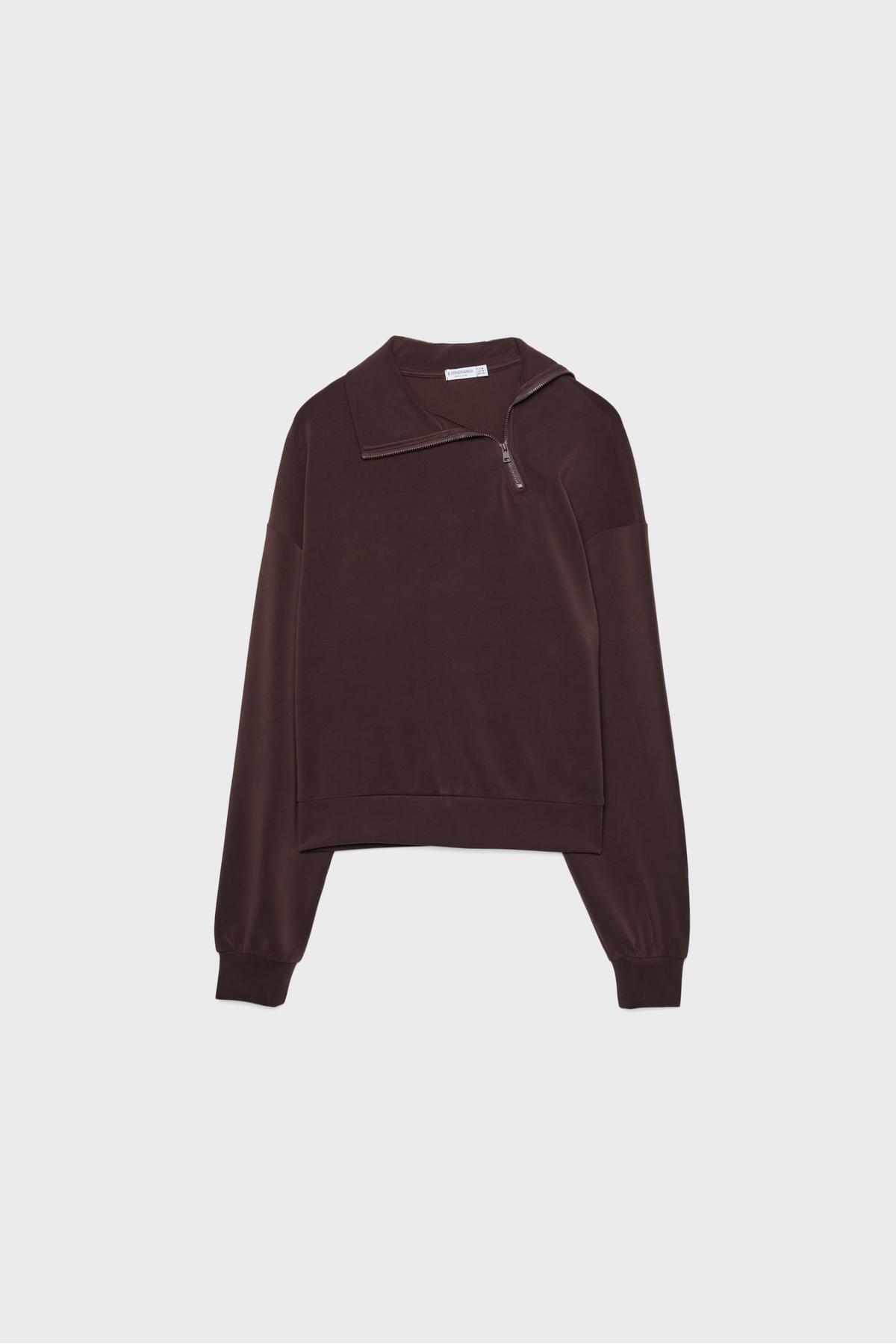 Stradivarius  Yumuşak Dokulu Yan Fermuarlı Sweatshirt - Görsel 6