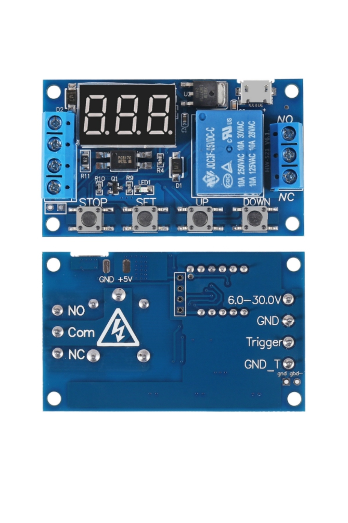 AOKIN-DC 6-30V Support Micro USB 5V LED Display Automation Cycle Delay Timer Switch Off Delay Time Rela... 8