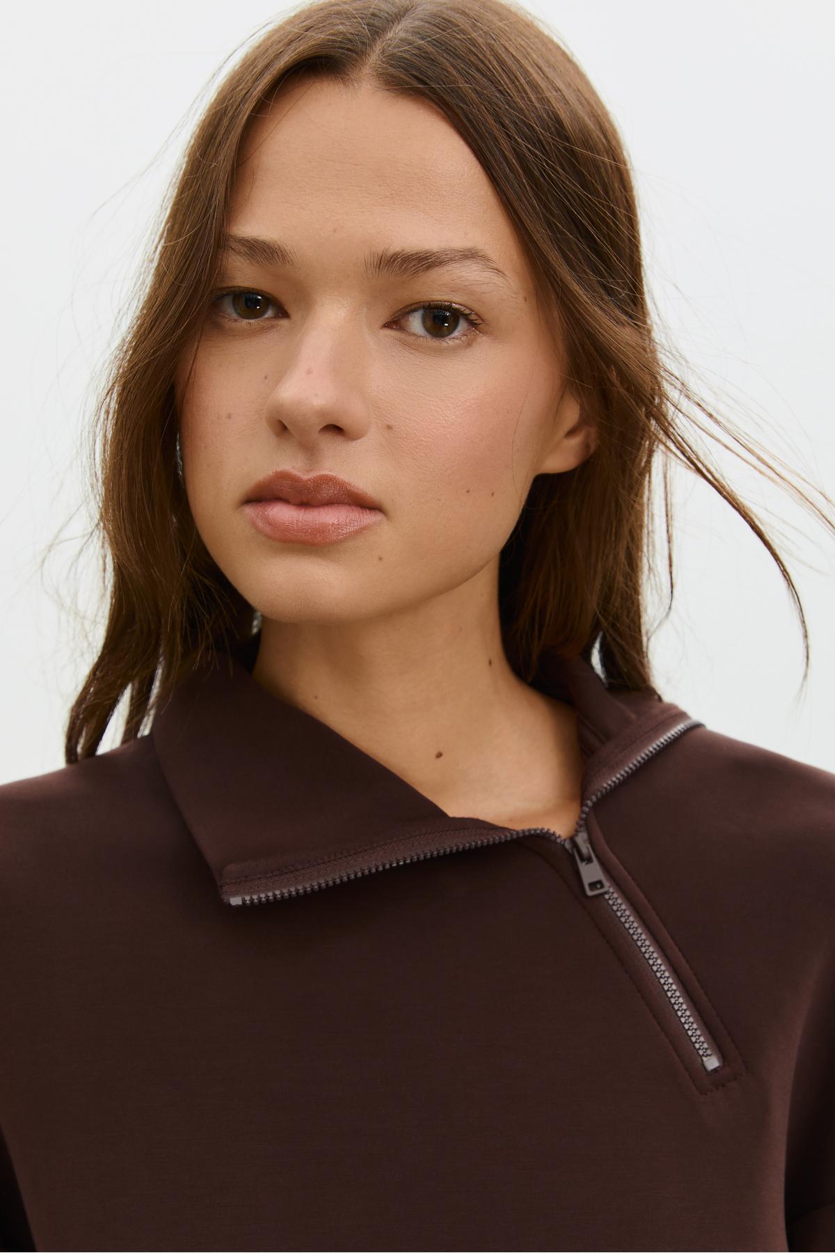 Stradivarius  Yumuşak Dokulu Yan Fermuarlı Sweatshirt - Görsel 2