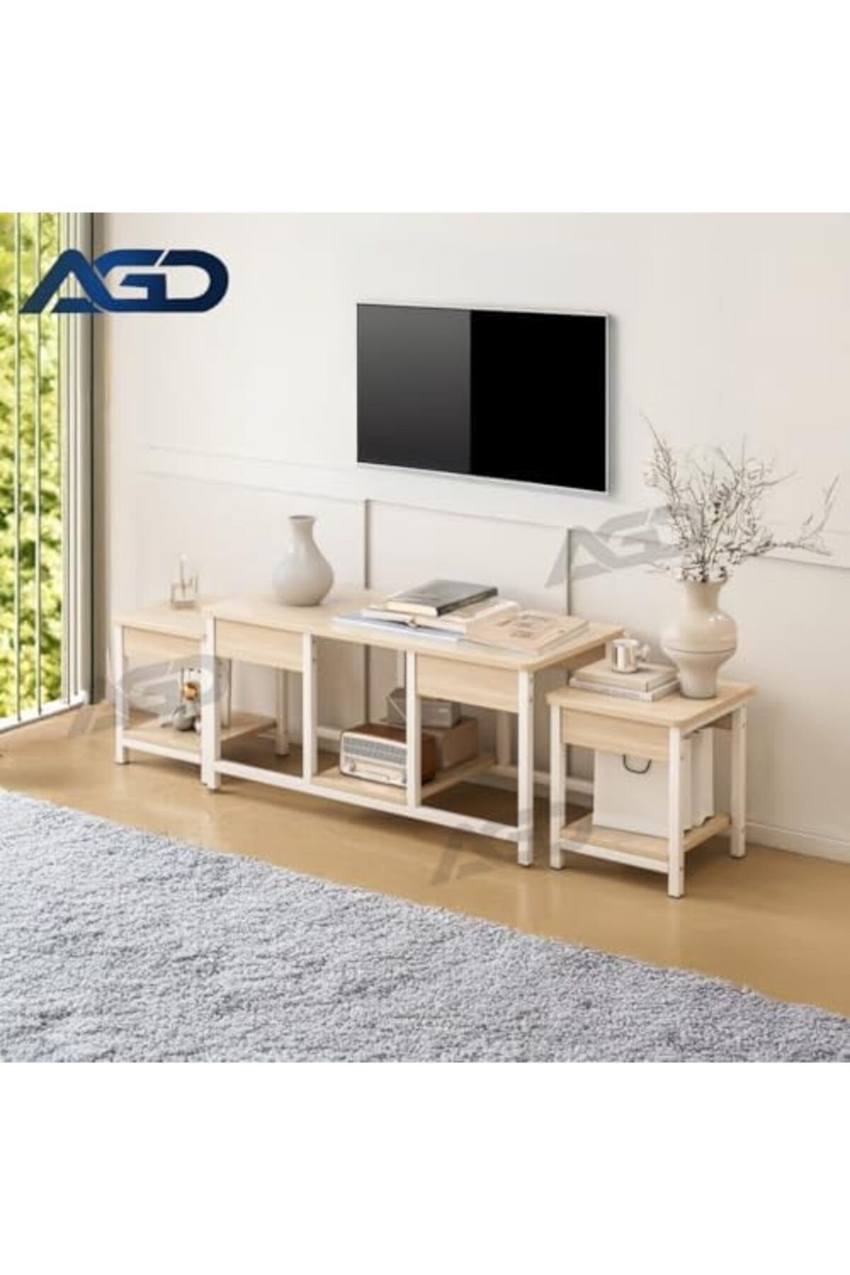 AGD-Three-Piece Nesting Coffee Tables Set for Living Room/TV Tables 4