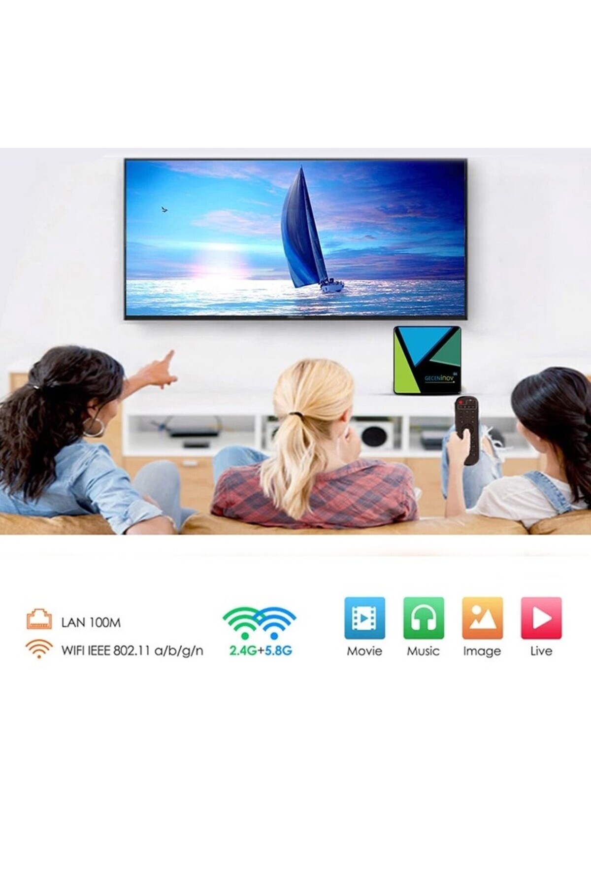 PROCART-Mini PC Quad Core 64 bit, 4 GB RAM, 32 GB, 5G, USB, TV box 4K, Android 10, Bluetooth, HDMI 2