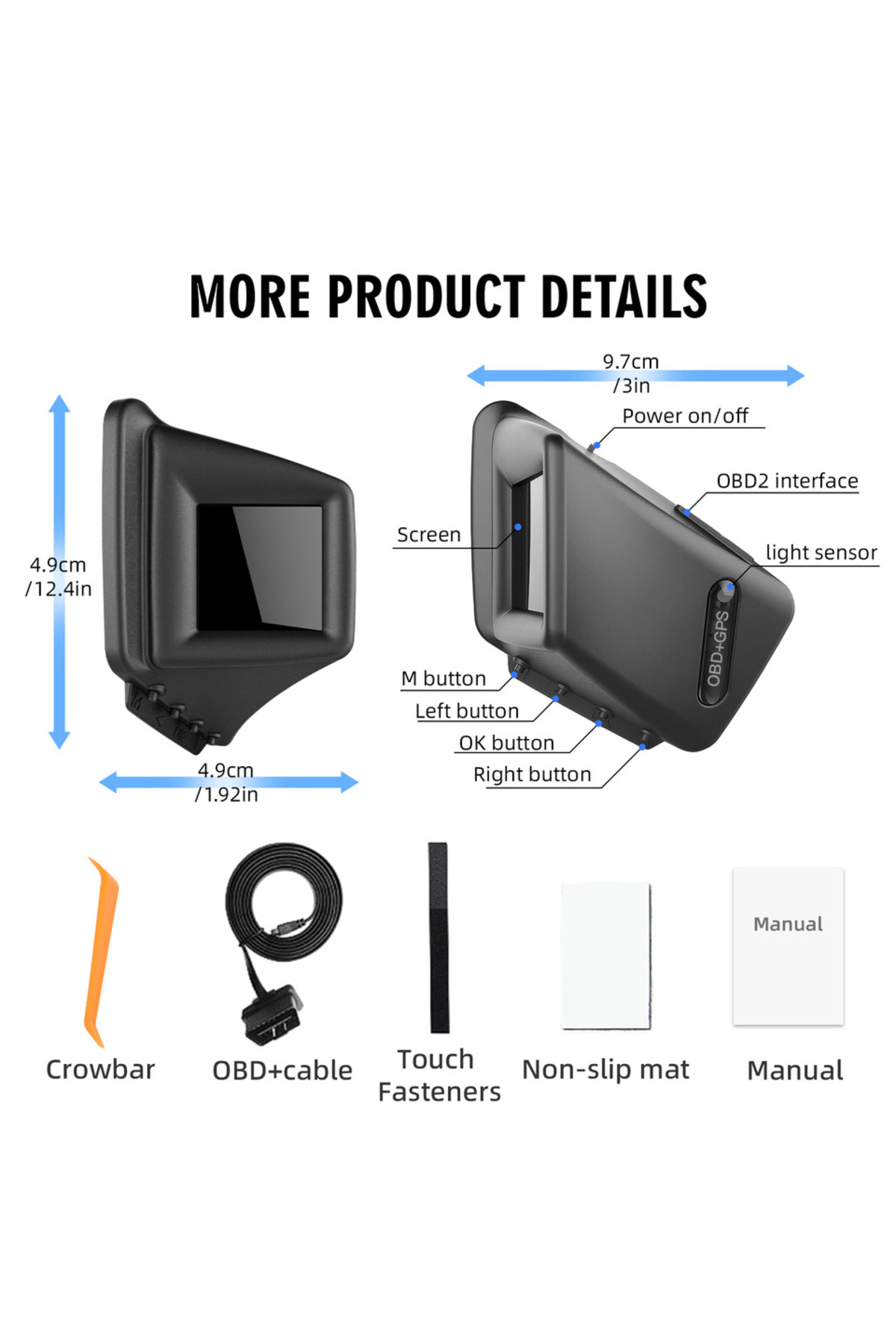 Choice-OBD2+GPS New Multi-function HUD Gadget On-board Computer A-pillar Trim Install RPM Turbo Oil Pres... 6